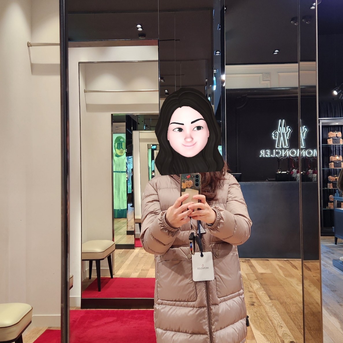 (W) Moncler Abricotier Down Jacket Oatmeal Beige - 21FW 착용 스타일 - 5