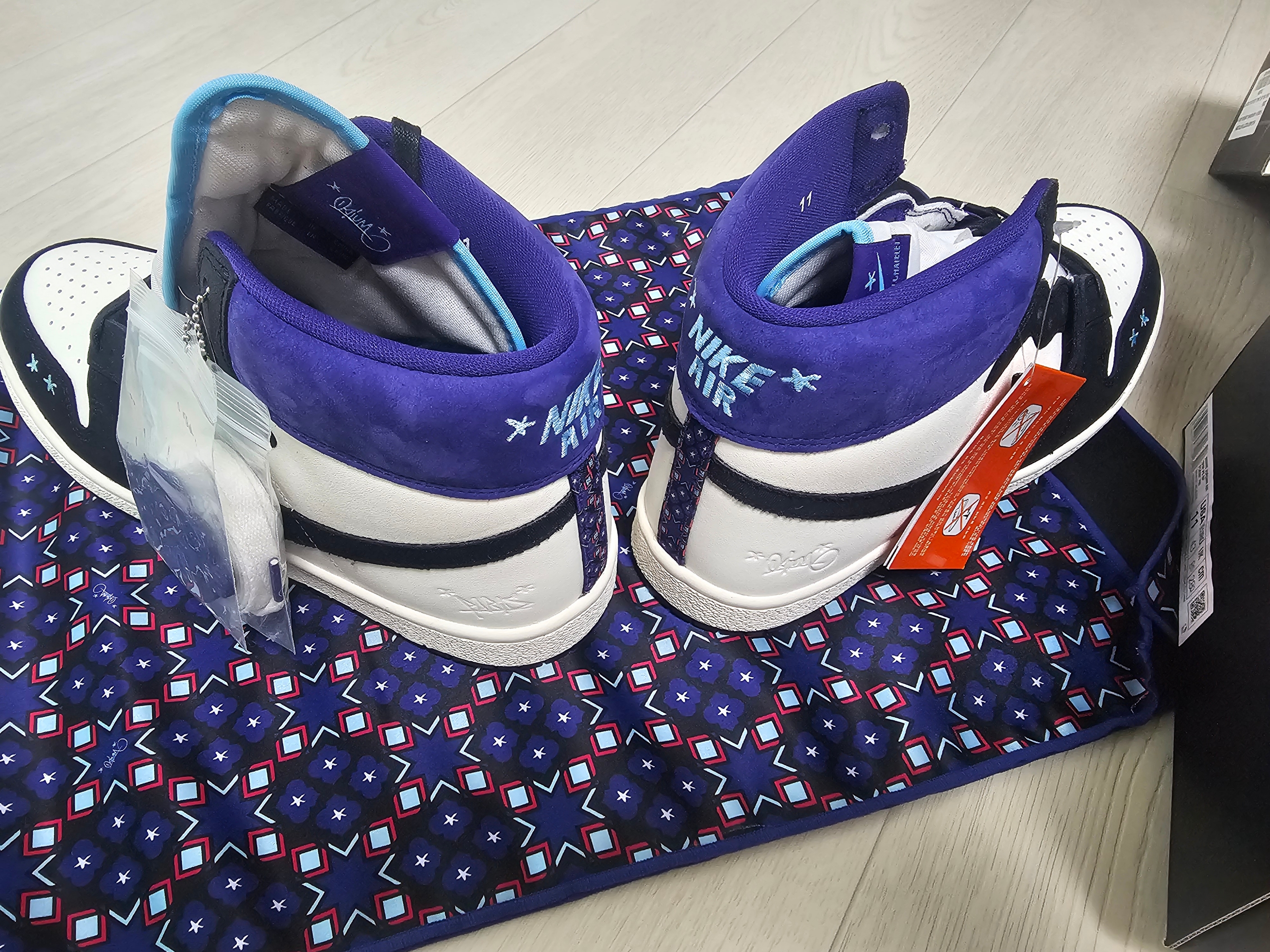 (W) Jordan x Opium Paris Air Ship PE SP Black Court Purple 착용 스타일 - 3
