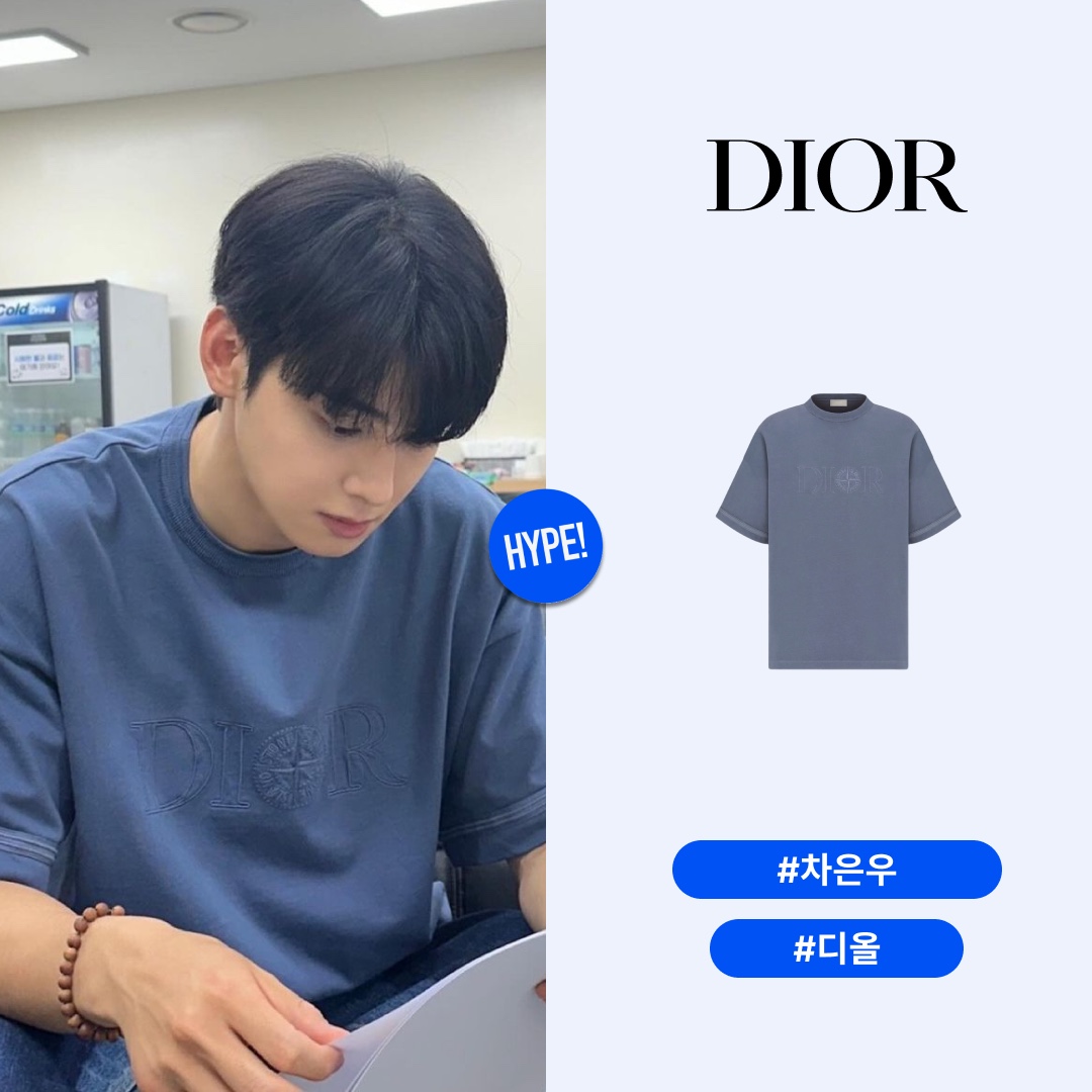 Dior x Stone Island Oversized Fit T-Shirt Blue 착용 스타일 - 1