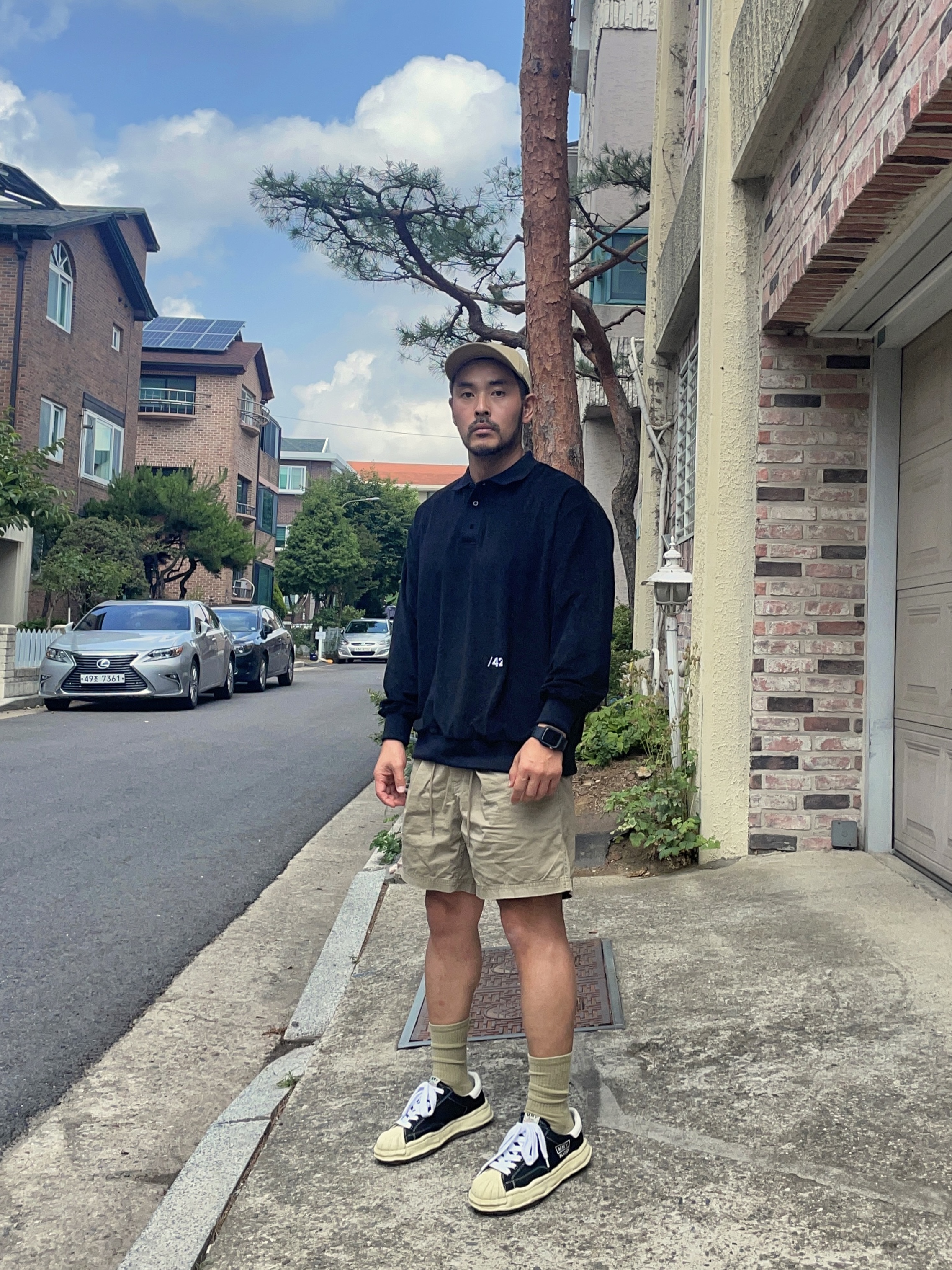 Maison Mihara Yasuhiro Blakey VL OG Sole Canvas Low-top Sneakers Black 착용 스타일 - 2
