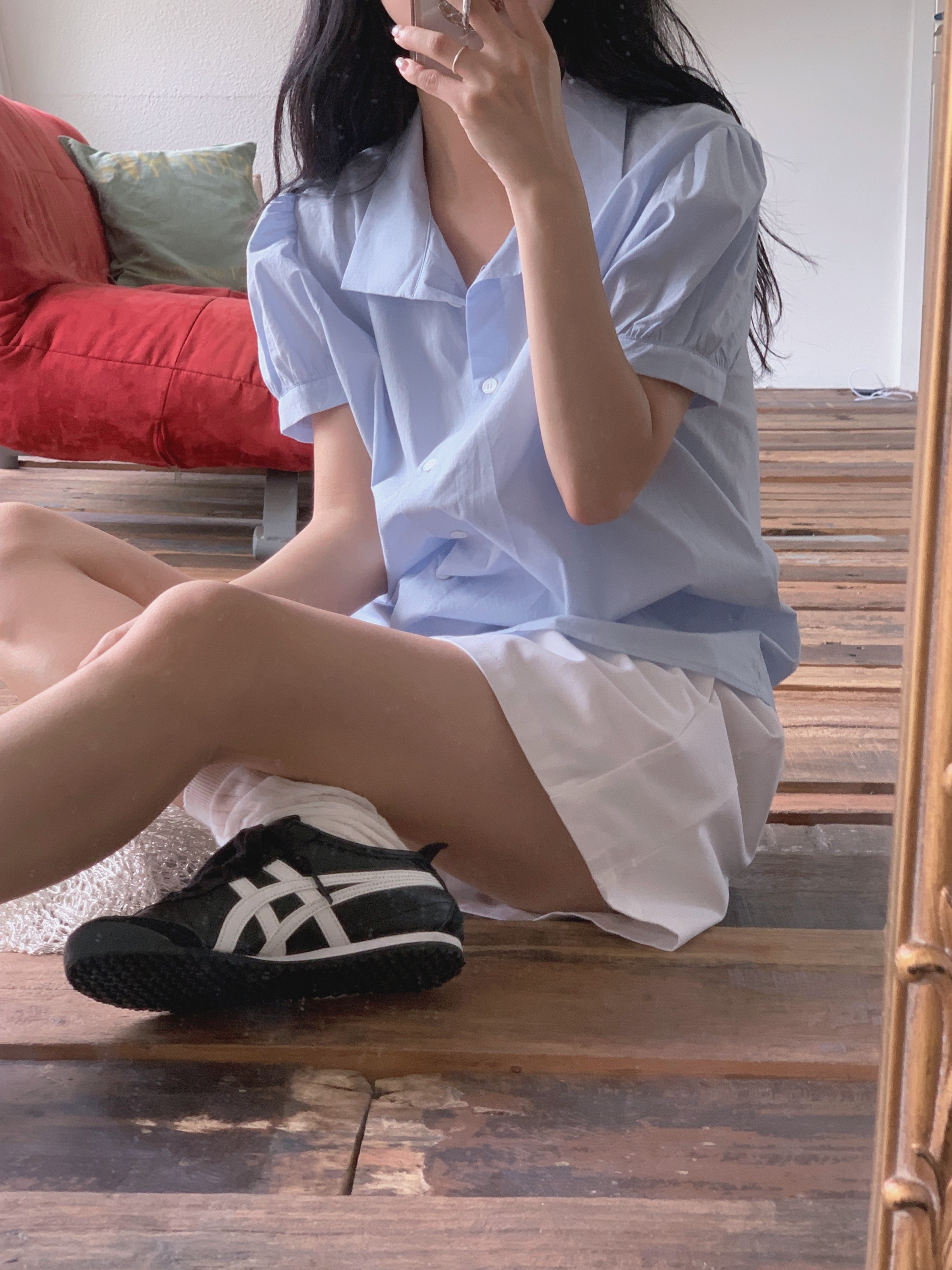Onitsuka Tiger Mexico 66 Black White 착용 스타일 - 1