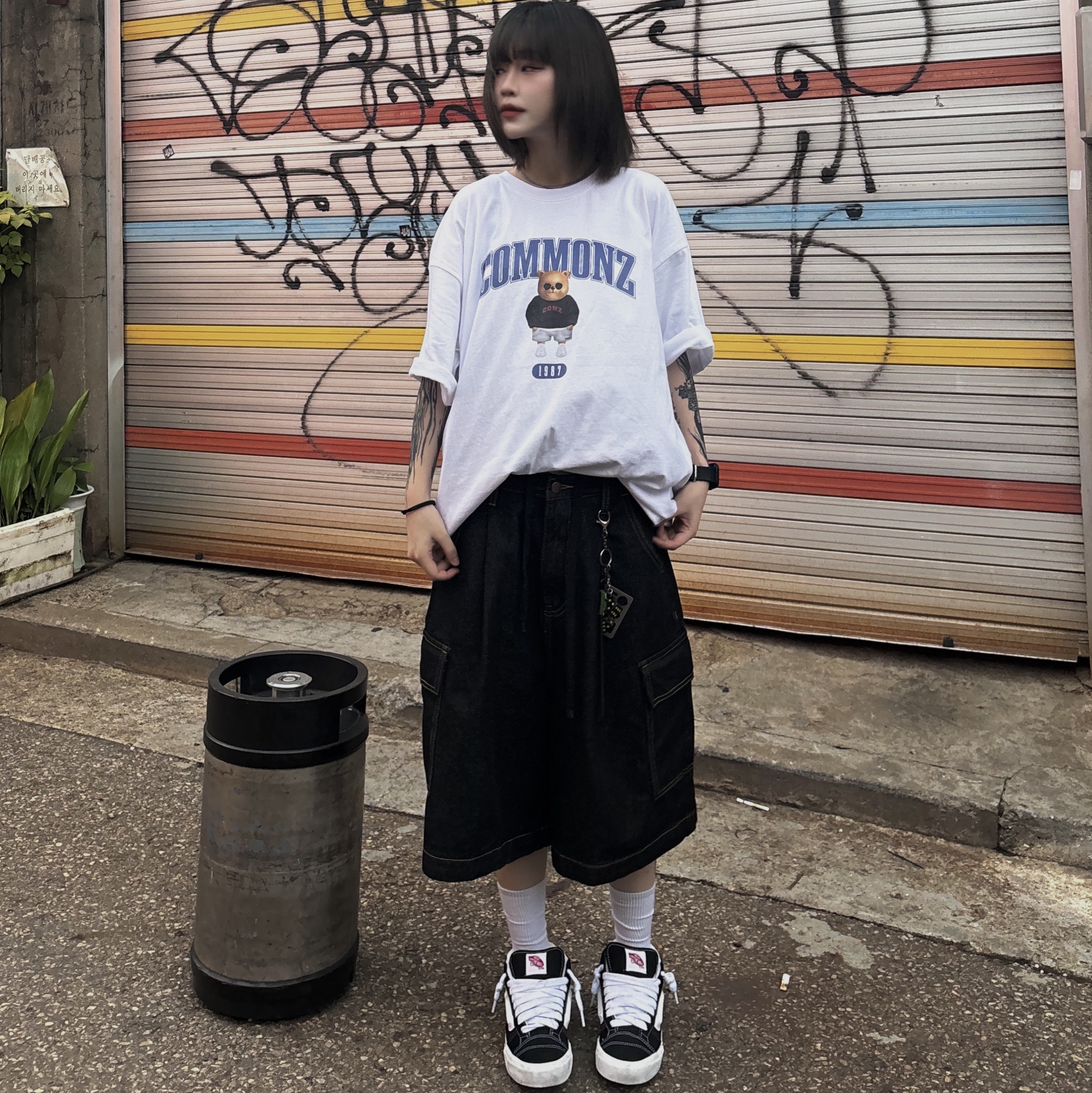 Vans ComfyCush Old Skool Black True white 착용 스타일