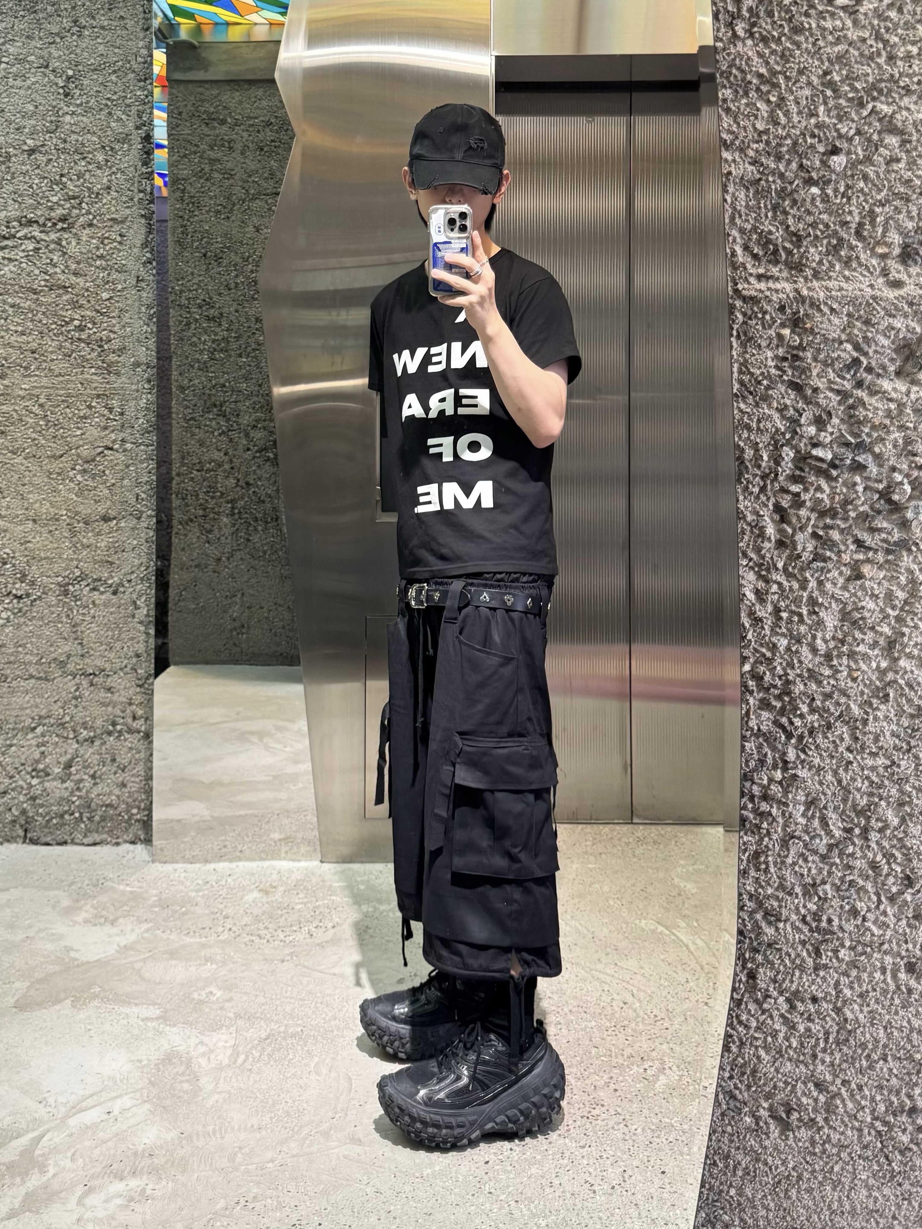 Project G/R Crashed Cap Black, Stussy Royal Suit Dress Belt Black 착용 스타일 - 2