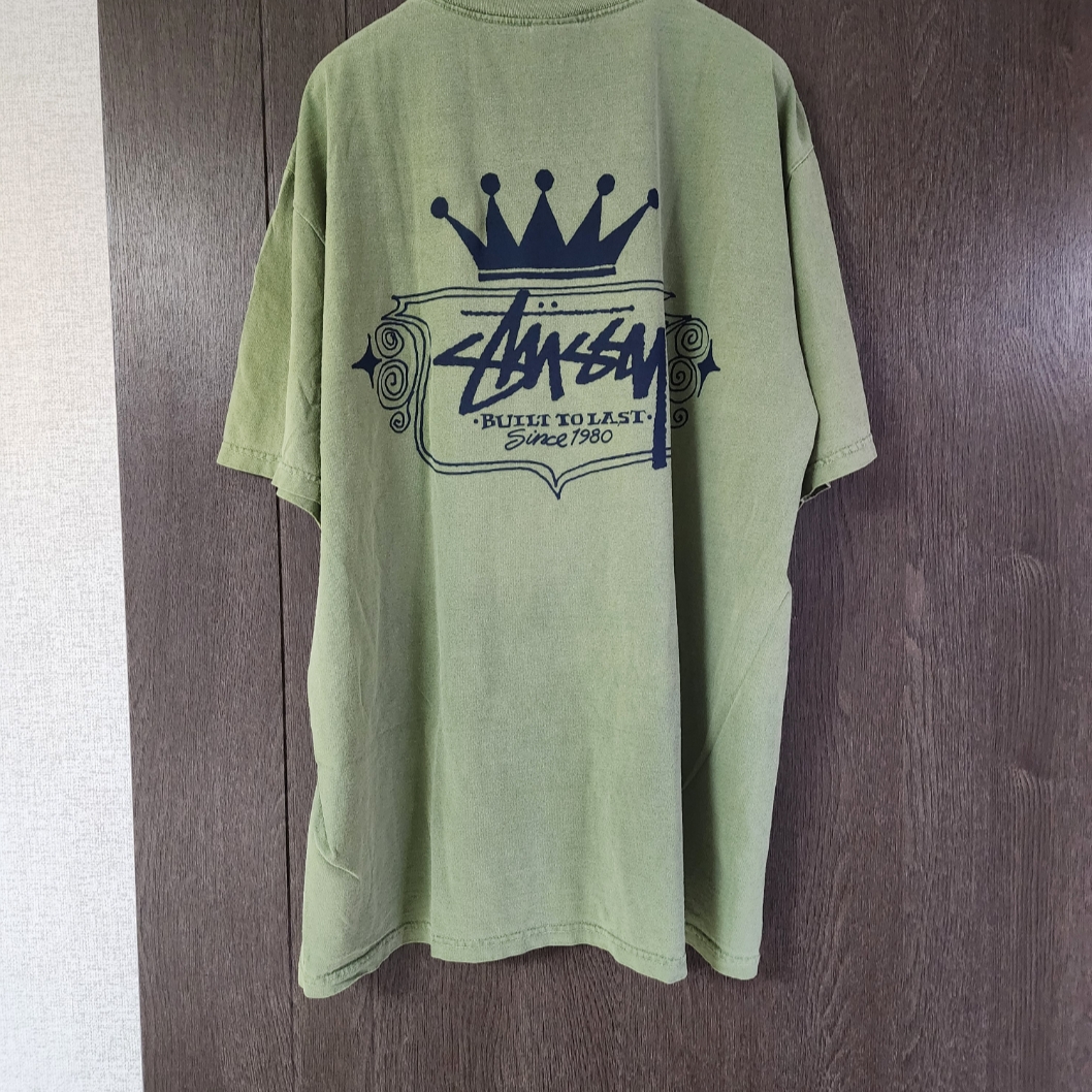 Stussy Built To Last Pigment Dyed T-Shirt Olive 착용 스타일 - 3