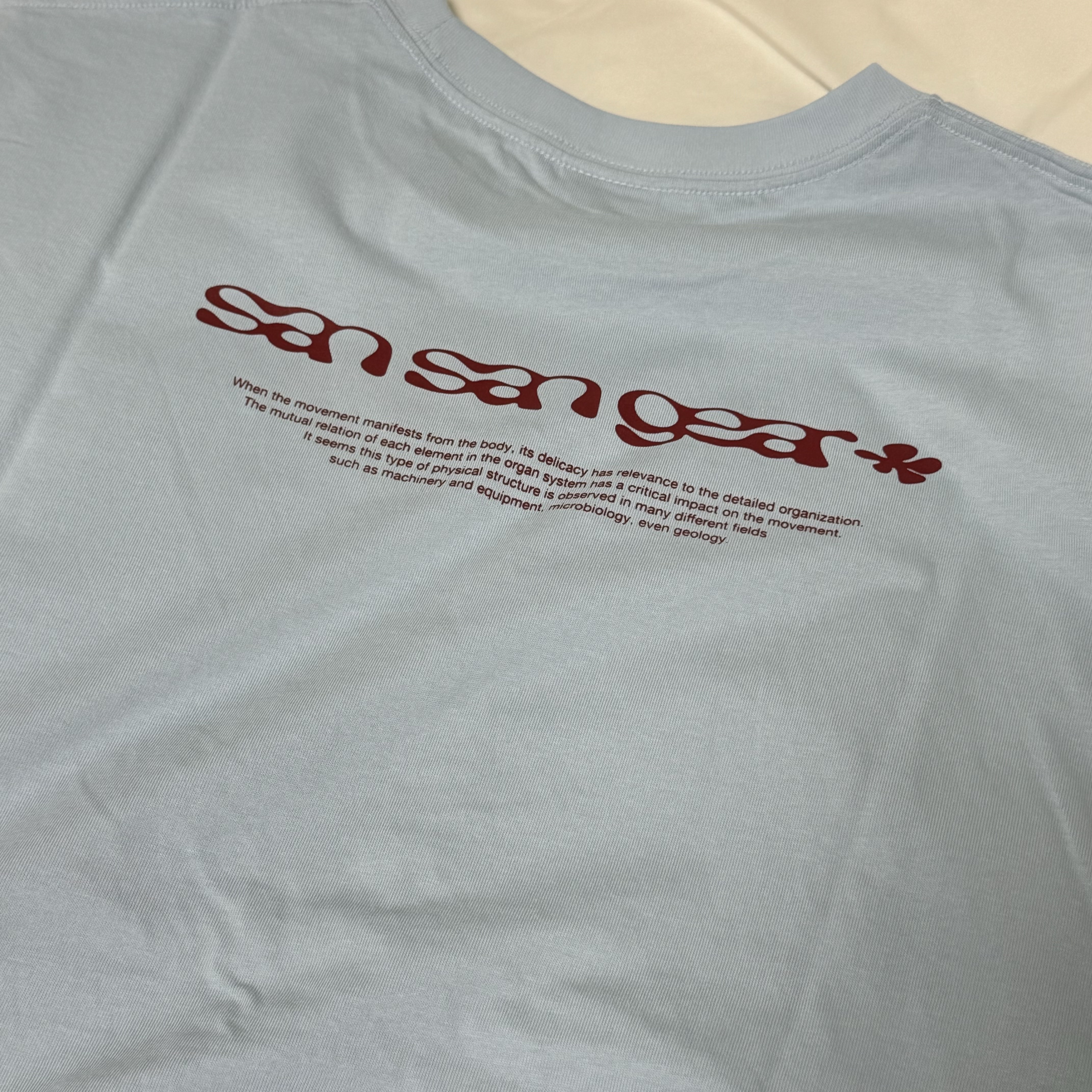 Sansan Gear Logo T-Shirt Sky Blue - 24SS 착용 스타일 - 2