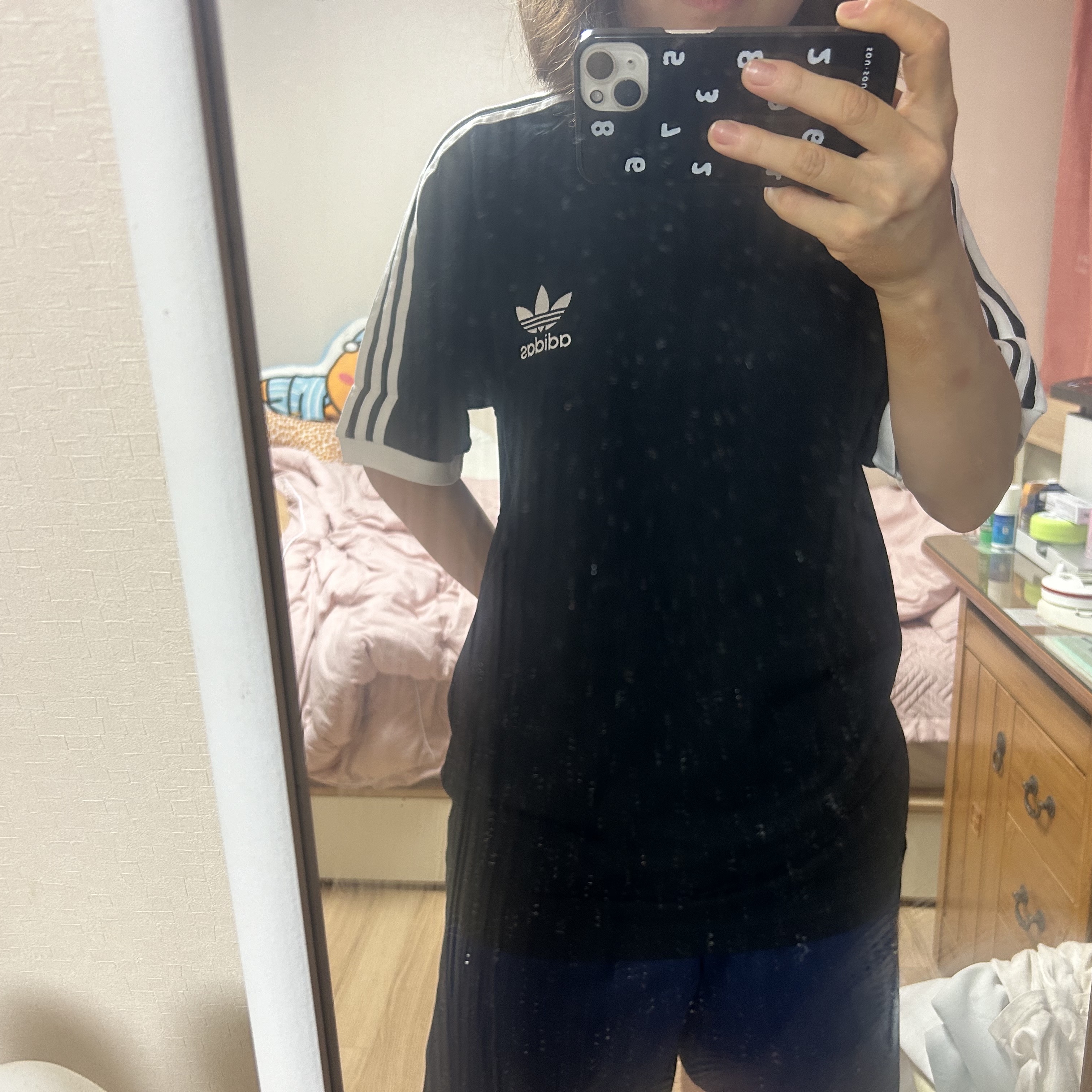 Adidas Adicolor Classics 3-Stripes T-Shirt Black - KR Sizing 착용 스타일