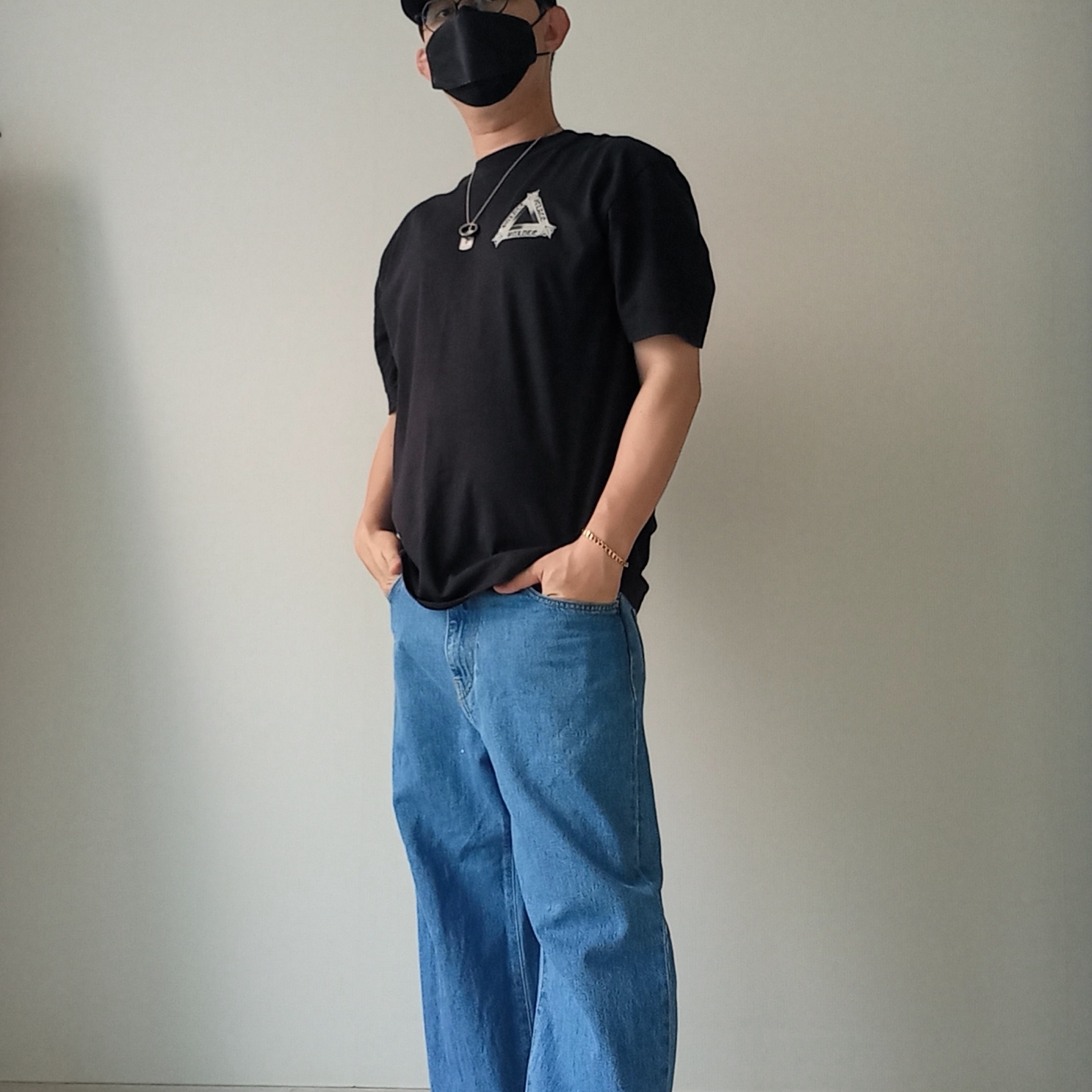 Palace Tri-OG T-Shirt Black - 24SS, Supreme Seersucker S Logo 6-Panel Black - 24SS 착용 스타일 - 4