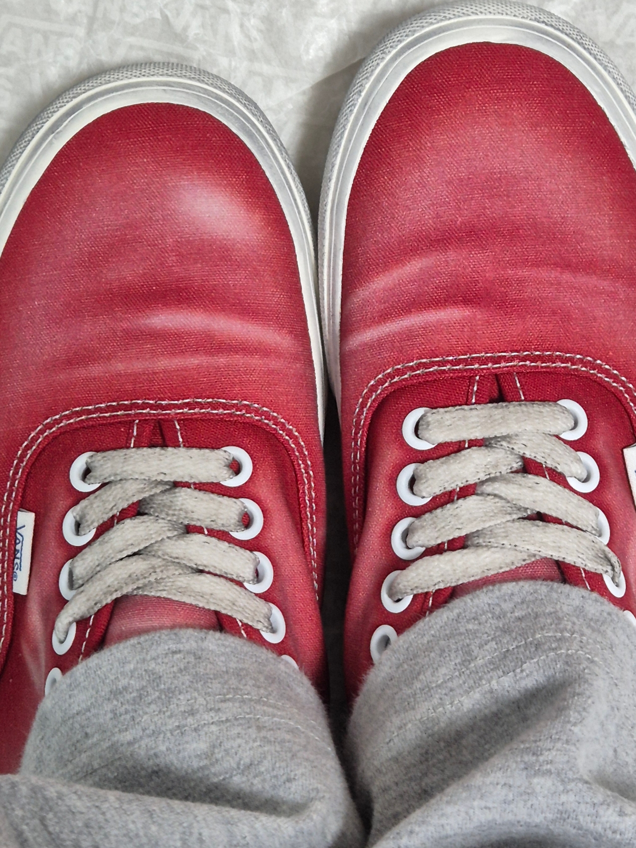 Vans Authentic Wave Washed Red 착용 스타일 - 2