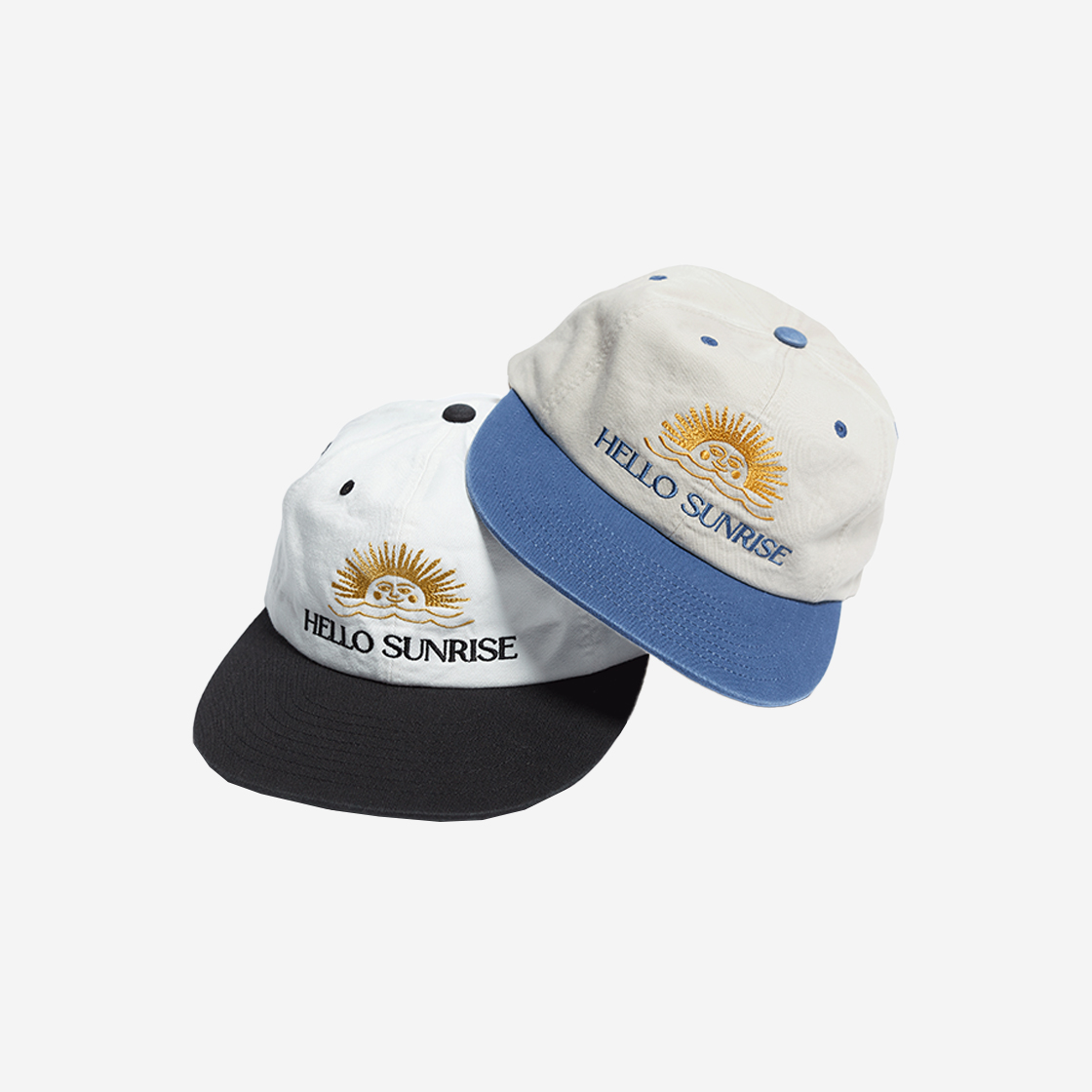 Hello Sunrise★Washed Two Tone Logo 6panel Cap_Sky Blue MUSINSA | HELLO SUNRISE Washed Two Tone Logo 6Panel Cap_Navy
