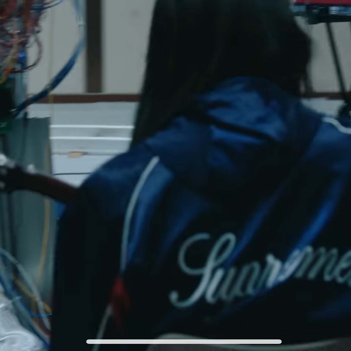 Supreme Satin Hooded Track Jacket Navy - 24SS 착용 스타일