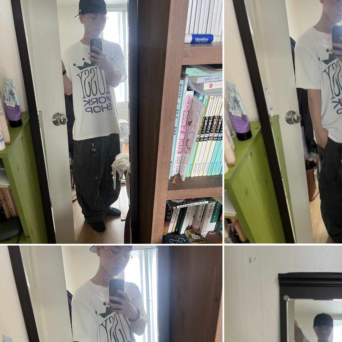 Stussy x Our Legacy King Size Pigment Dyed T-Shirt Natural 착용 스타일 - 3