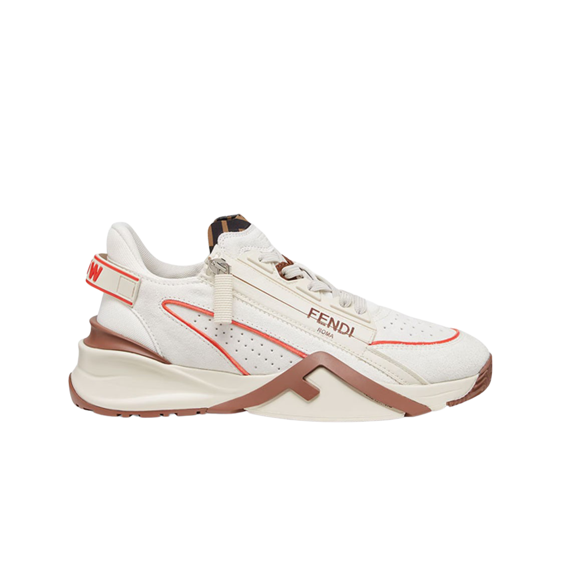 8E8458AOMDF1OGR (W) Fendi Flow Leather Low-Top Sneakers White - 대표 이미지 #1