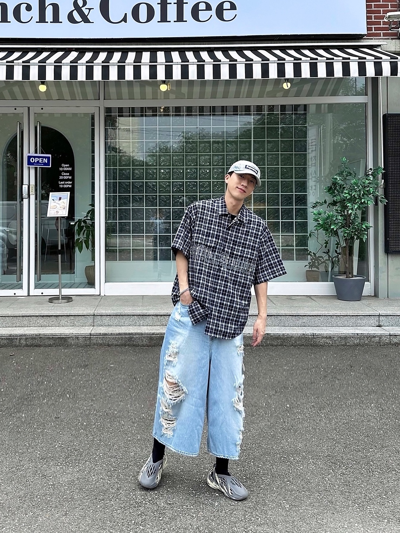 Millo Archive Round Two Pocket Short Sleeve Shirts Black 착용 스타일 - 1
