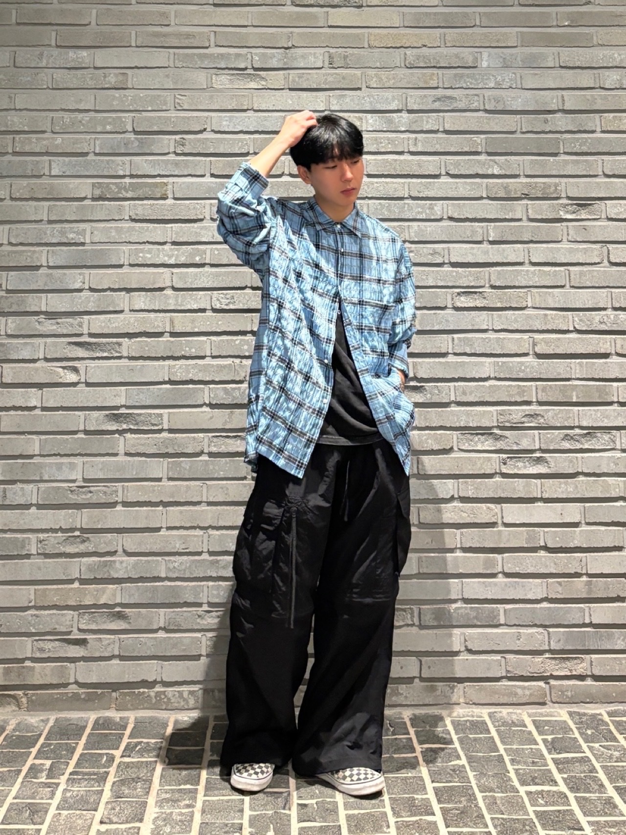 Vans Slip-On Checkerboard 착용 스타일 - 3