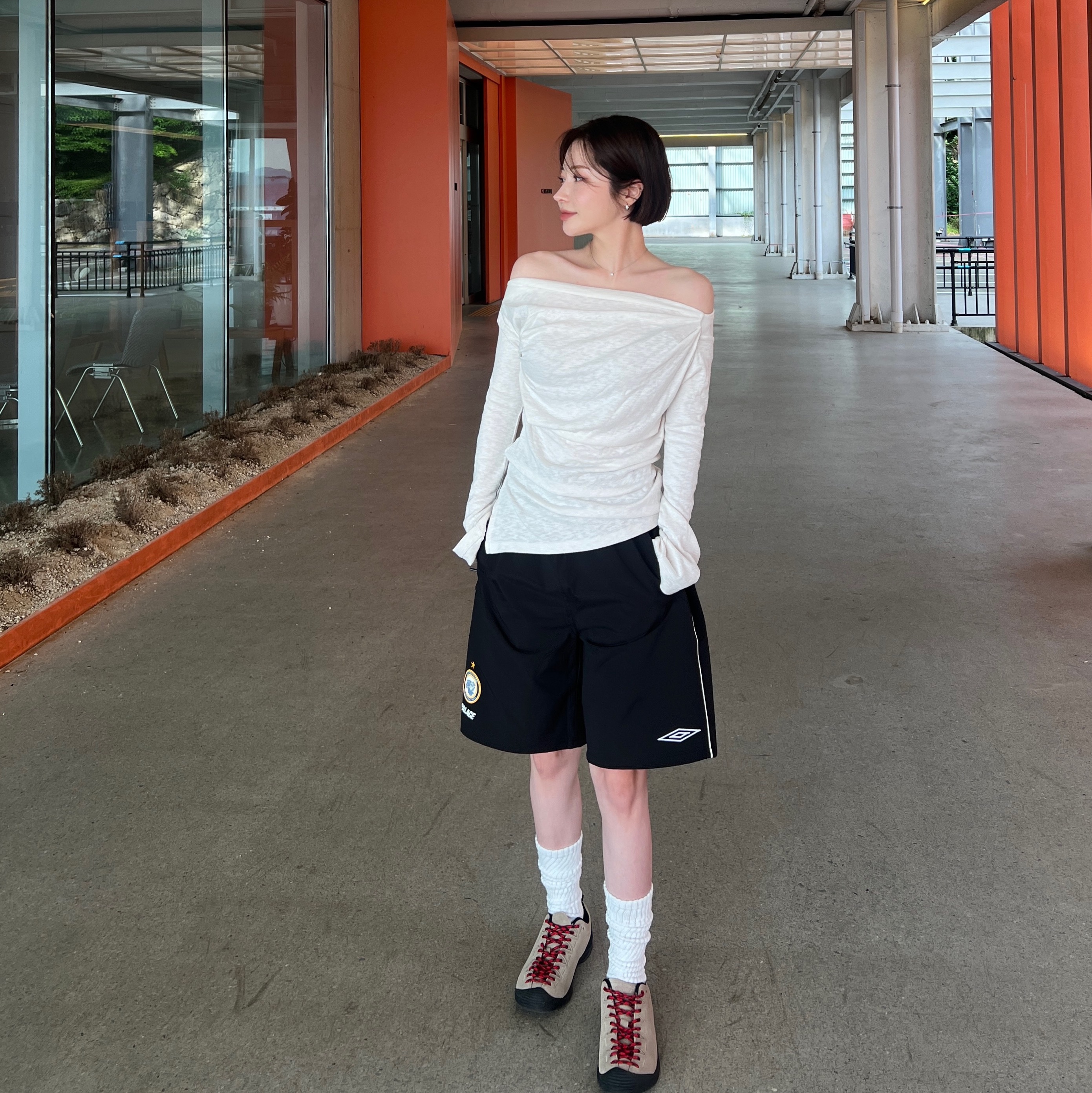 Palace x Umbro Shorts Black - 24SS 착용 스타일