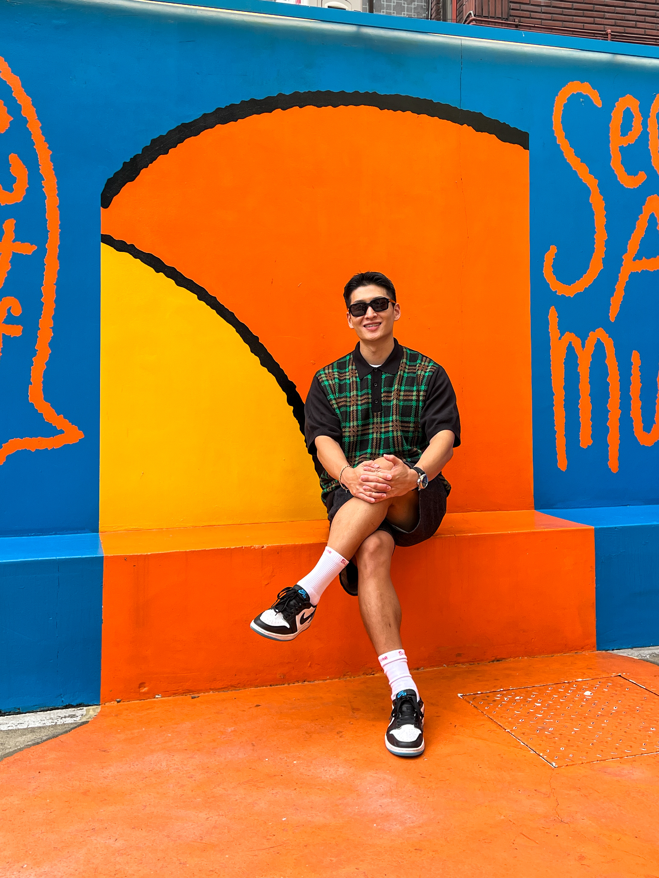 Supreme Plaid Knit S/S Polo Black - 24SS, Stussy Denim Big OL' Shorts Raw 착용 스타일 - 2