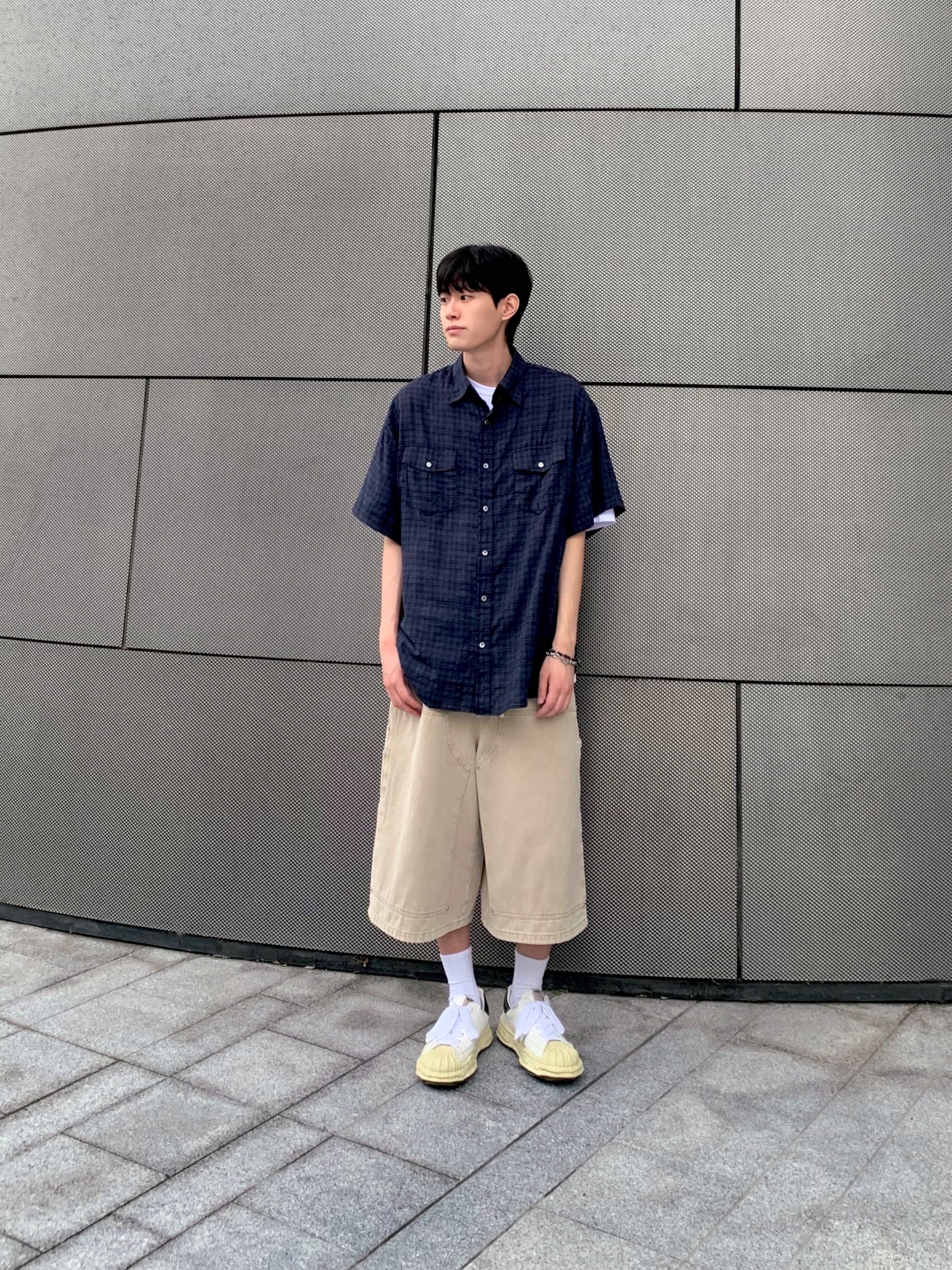 Maison Mihara Yasuhiro Blakey VL OG Sole Canvas Low-top Sneakers White 착용 스타일 - 1