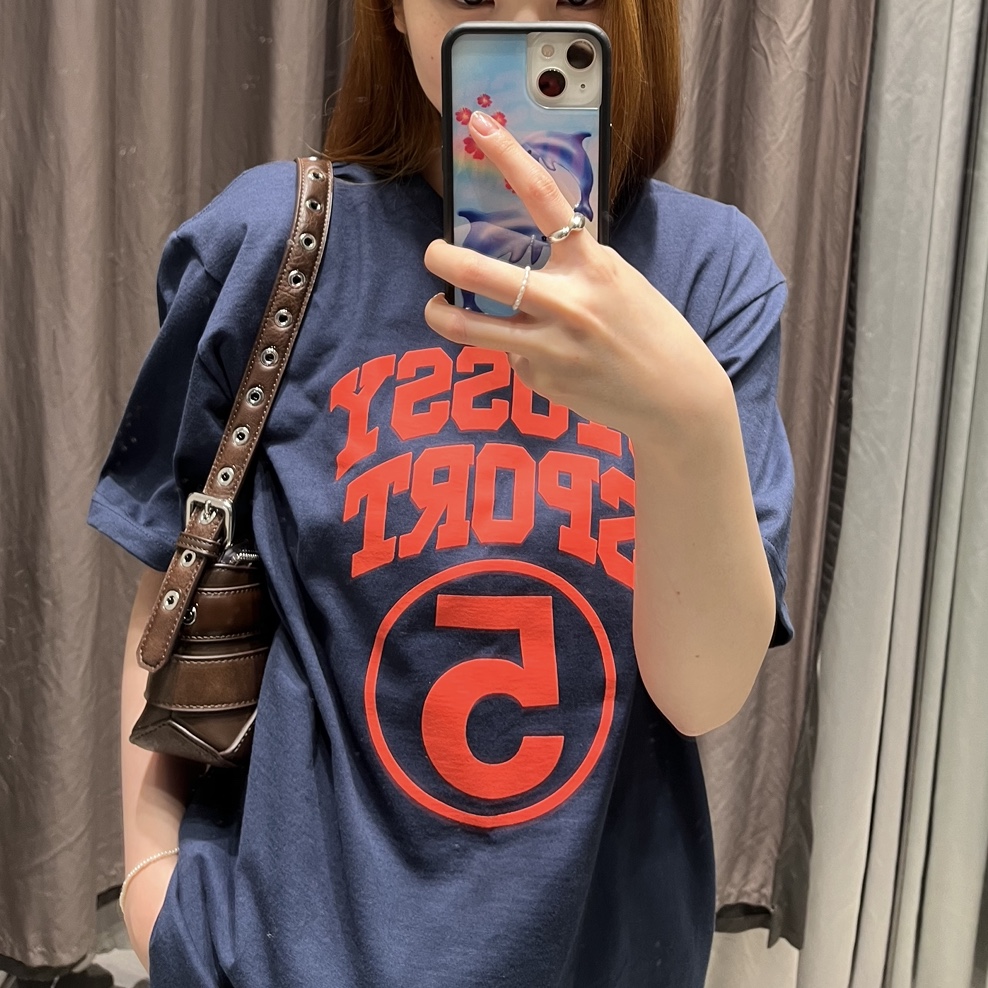 Stussy 5 Sport T-Shirt Navy 착용 스타일