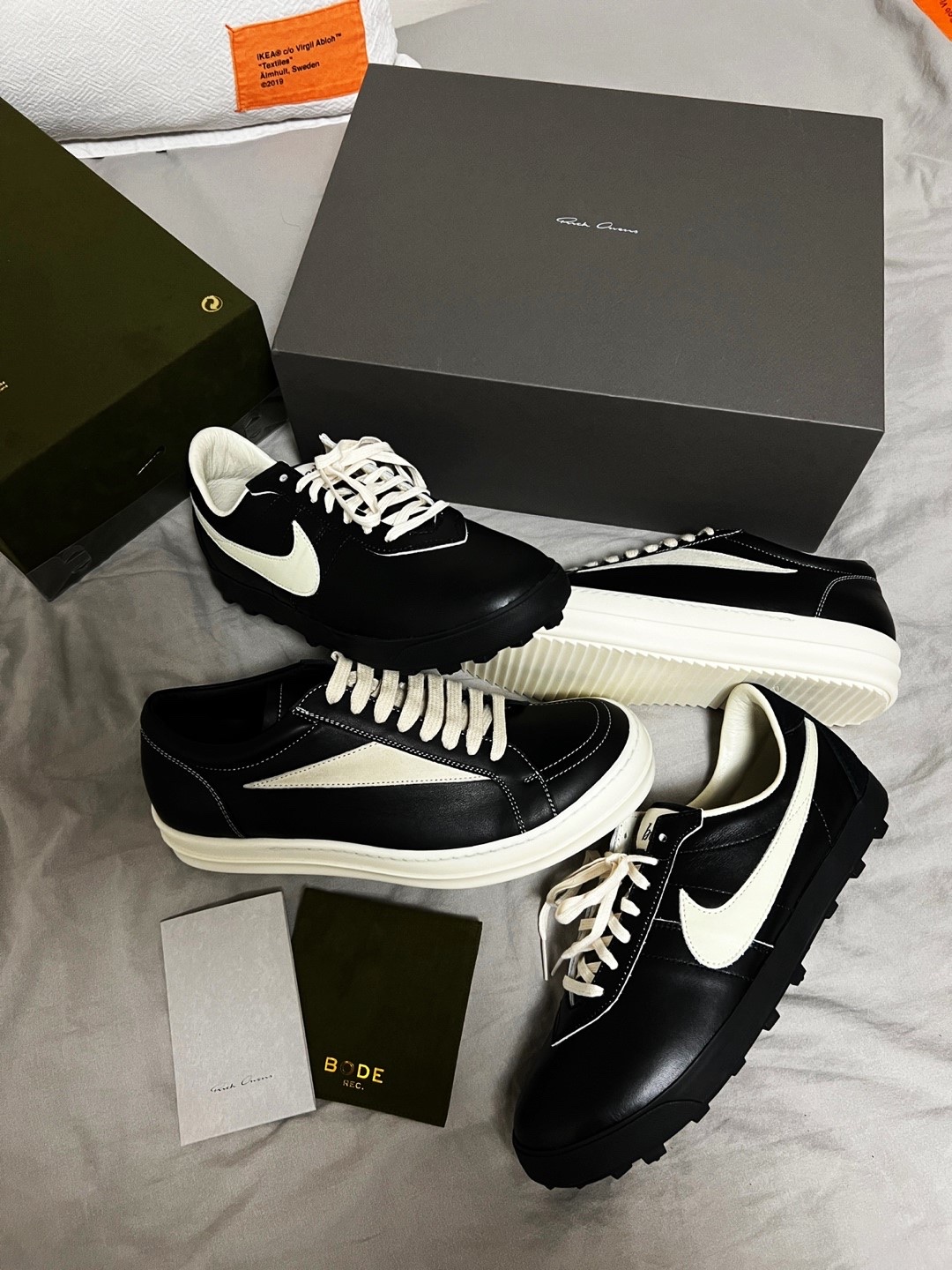 Nike x Bode Astrograbber SP Black and Coconut Milk, Rick Owens Vintage Sneaks Black Milk 착용 스타일