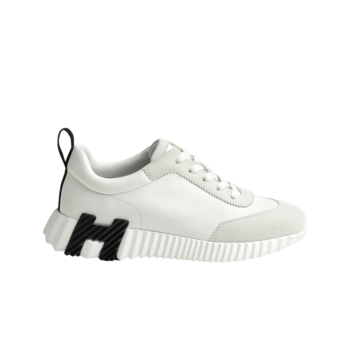 H242212Z90/H242250Z90 (W) Hermes Bouncing Sneakers Calfskin Suede Goatskin & Blanc