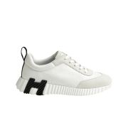 (W) Hermes Bouncing Sneakers Calfskin Suede Goatskin & Blanc