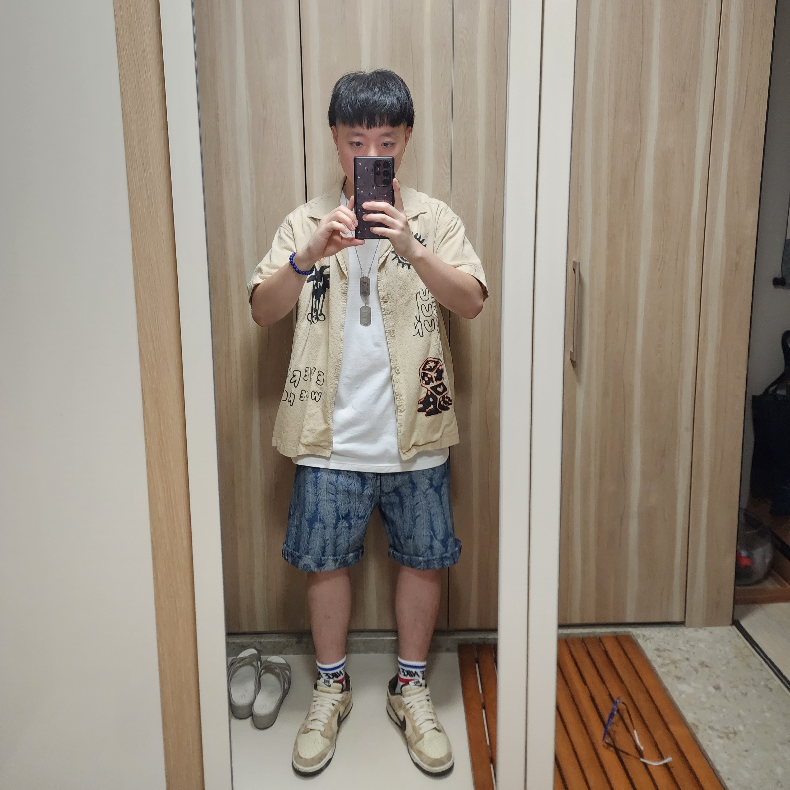 Kapital 12 oz. Magpie Denim 5P Shorts Light Indigo 착용 스타일 - 2