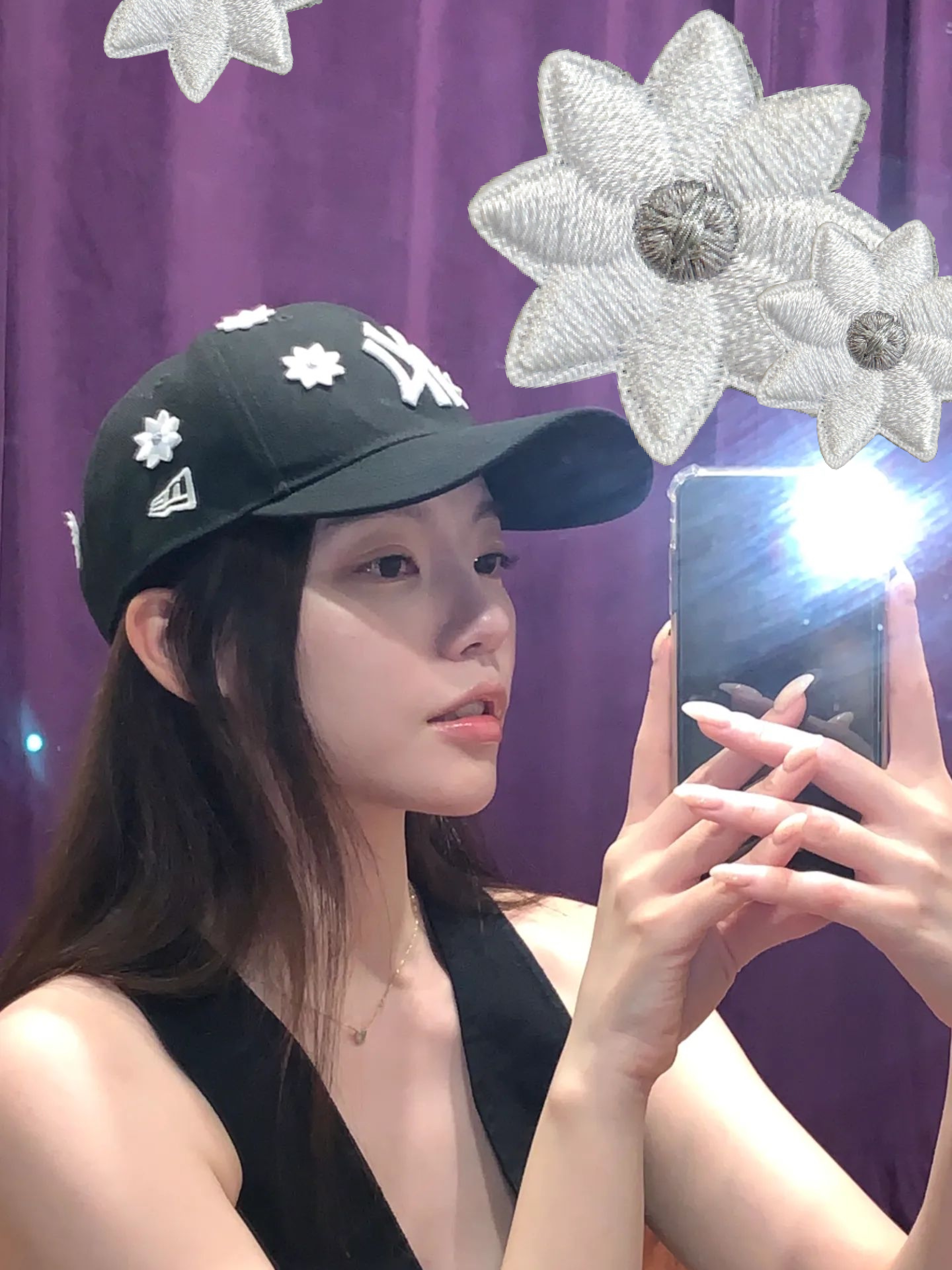 NICK GEAR 3D Flower Cap Black (Black Badge), NICK GEAR 3D Flower Cap Navy (Navy Badge) 착용 스타일