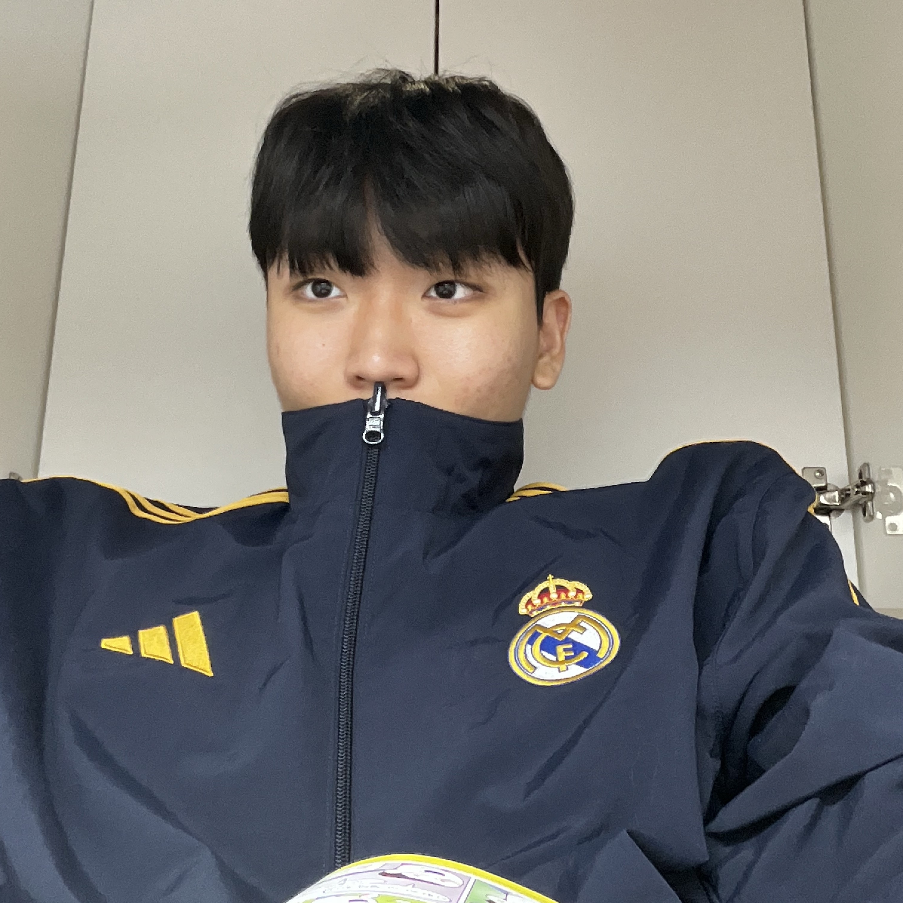 Adidas Real Madrid Anthem Jacket Legend Ink - KR Sizing 착용 스타일 - 1