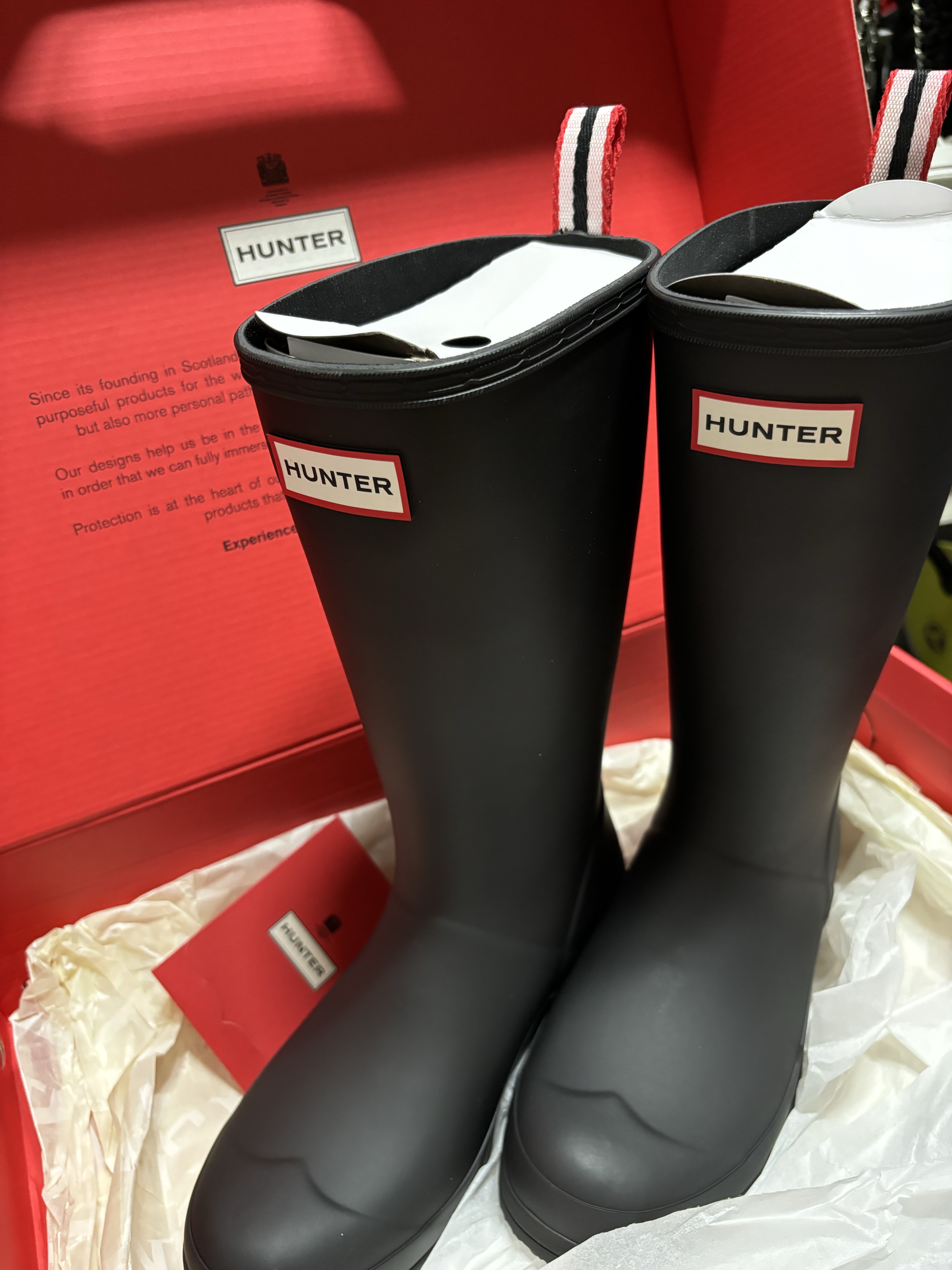 (W) Hunter Play Tall Wellington Rain Boots Black 착용 스타일
