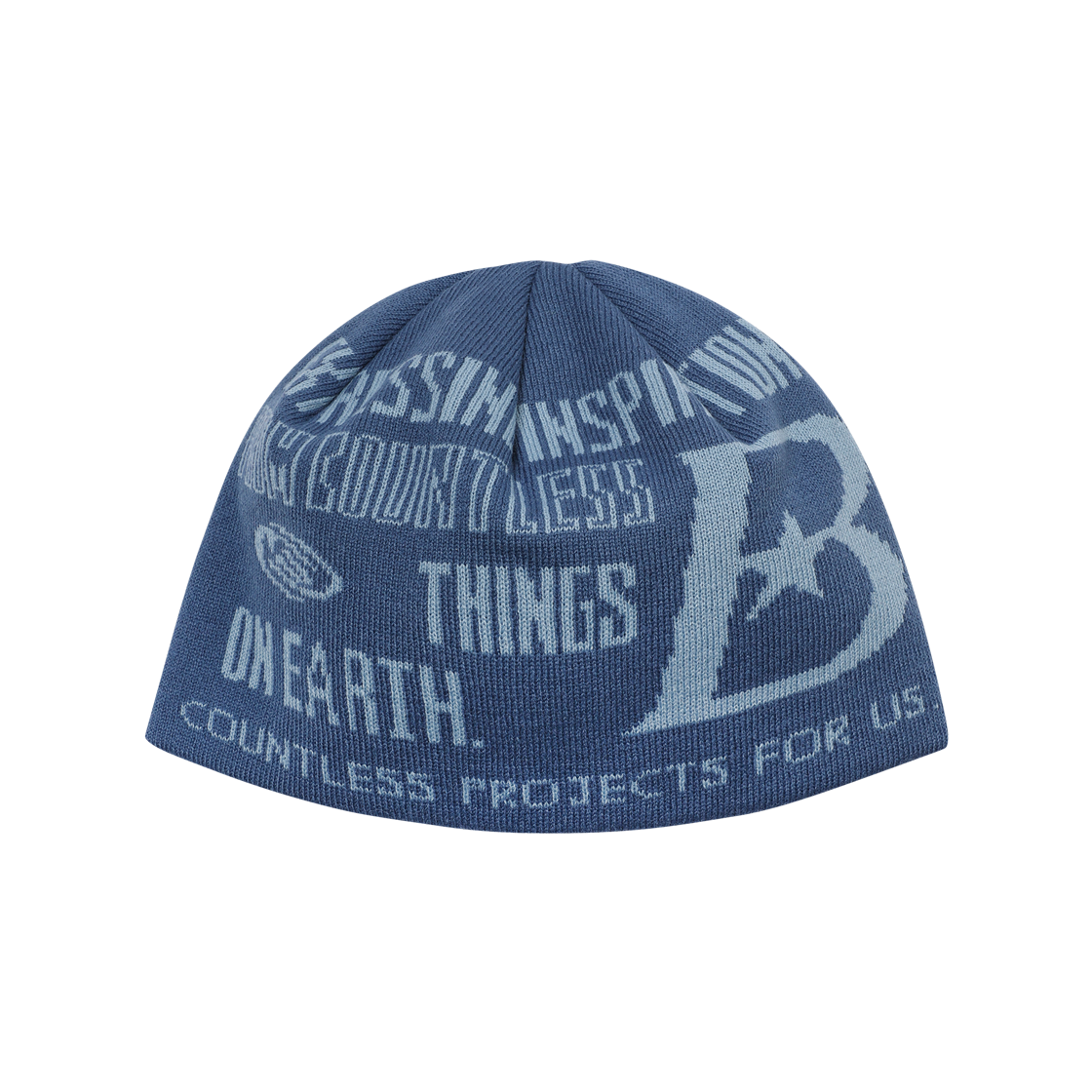 BFH-23A-U-BLU-055 BAUF B Logo Beanie Vintage Blue