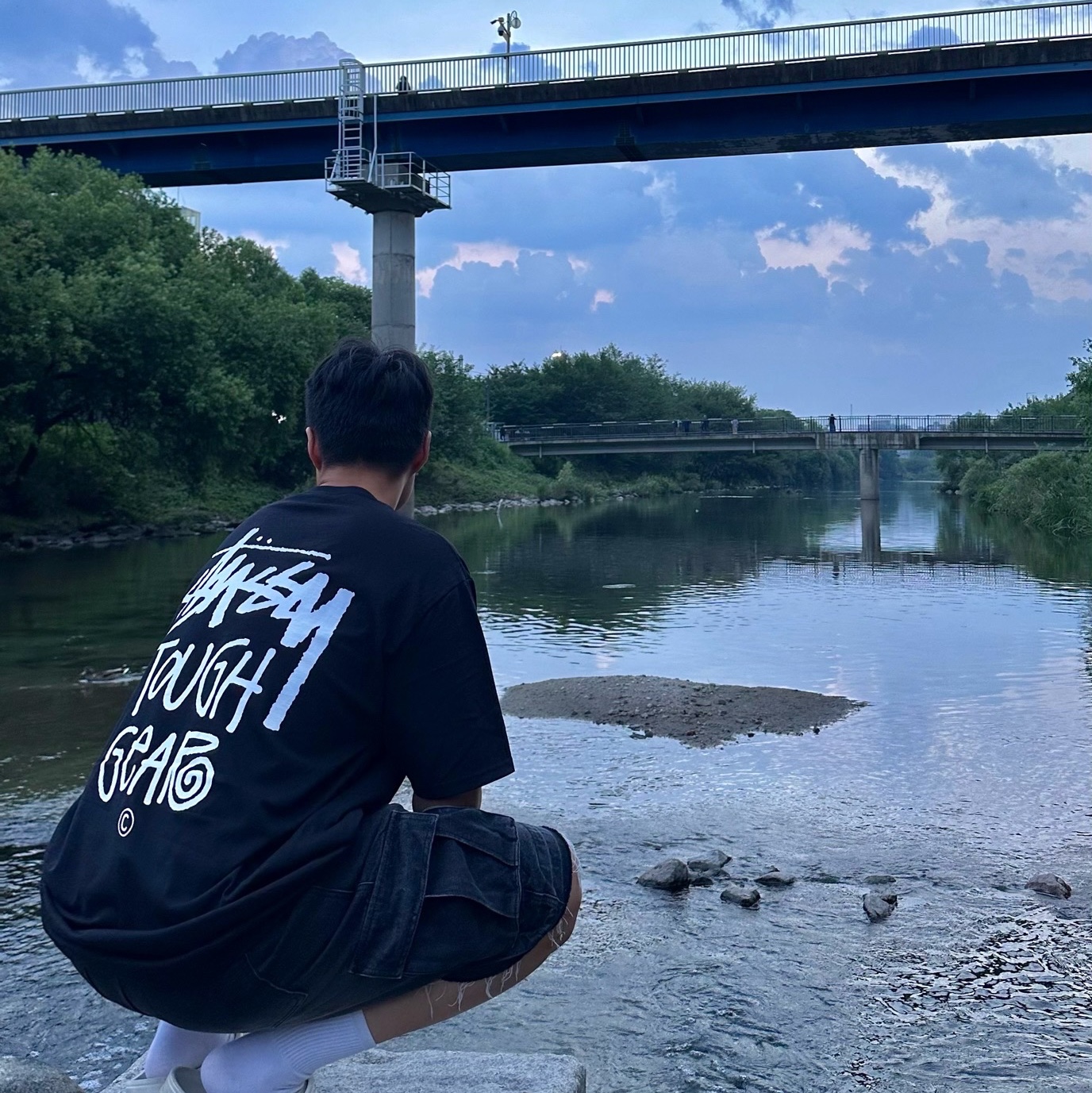 Stussy Tough Gear T-Shirt Black 착용 스타일