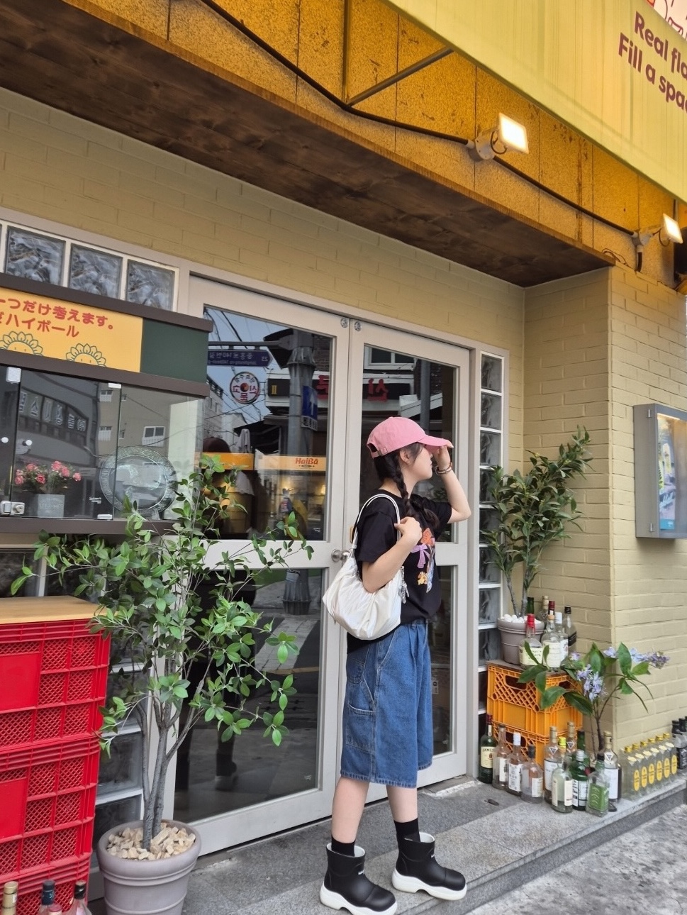 Emis Applique Ball Cap Pink, (W) Rockfishweatherwear x Nautica Hayden Boots Black 착용 스타일 - 3