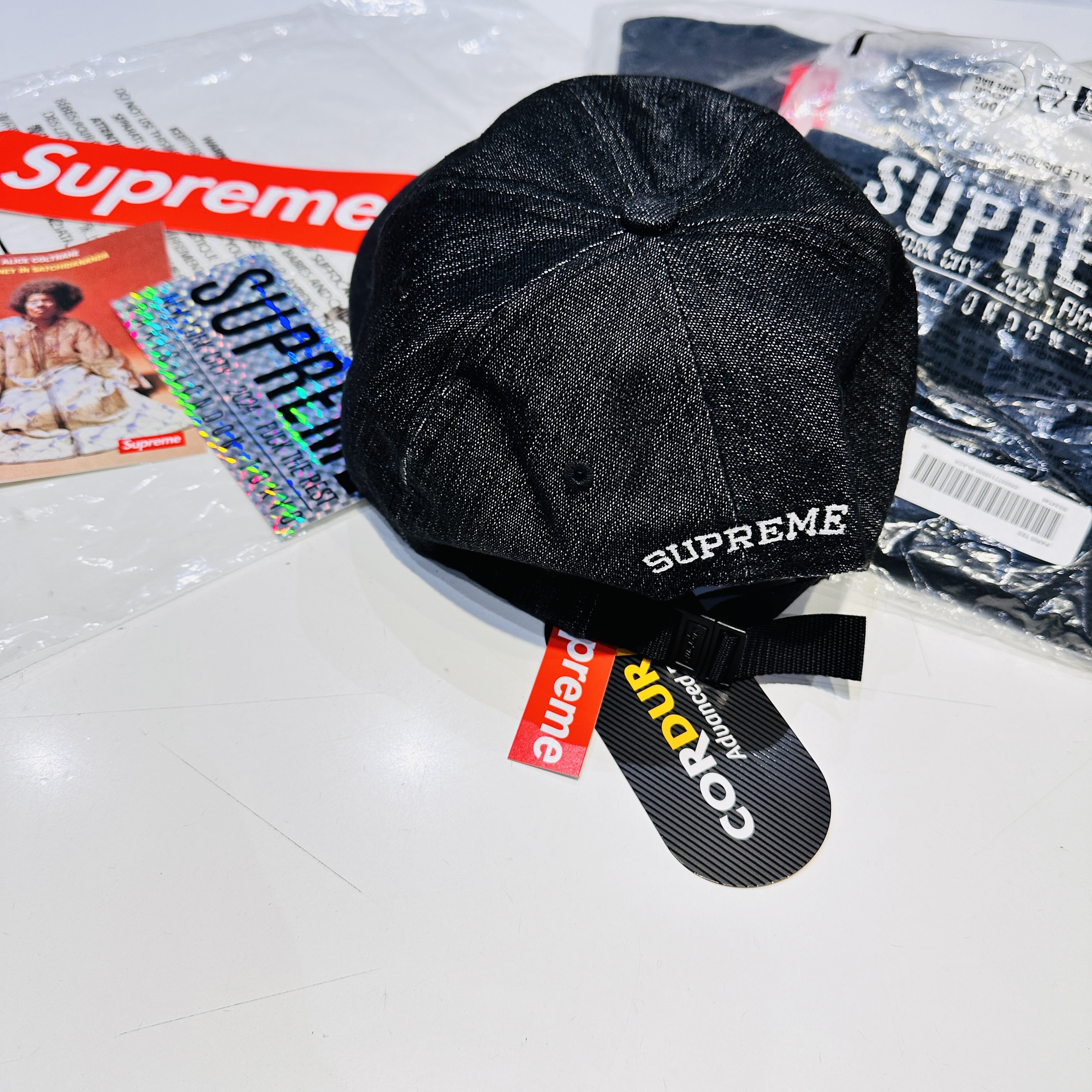 Supreme Cordura Denim Small Box 6-Panel Black - 24SS 착용 스타일 - 2