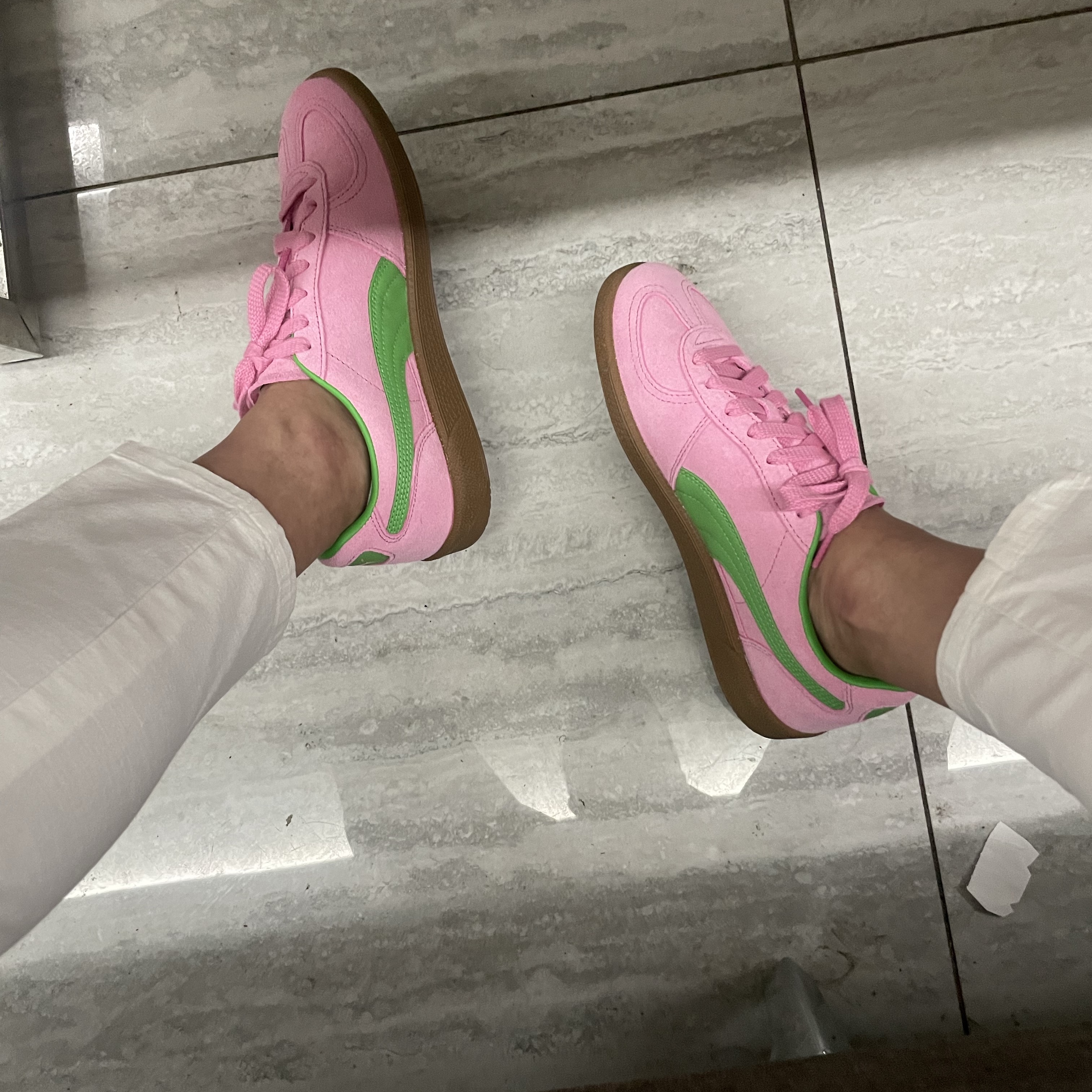 Puma Palermo Special Pink Delight Green 착용 스타일