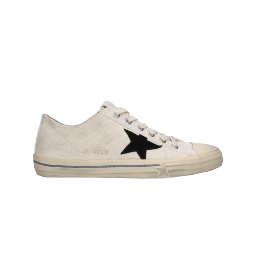 Golden Goose V-Star 2 Off White Canvas with Black Suede Star Sneakers - Korea Exclusive
