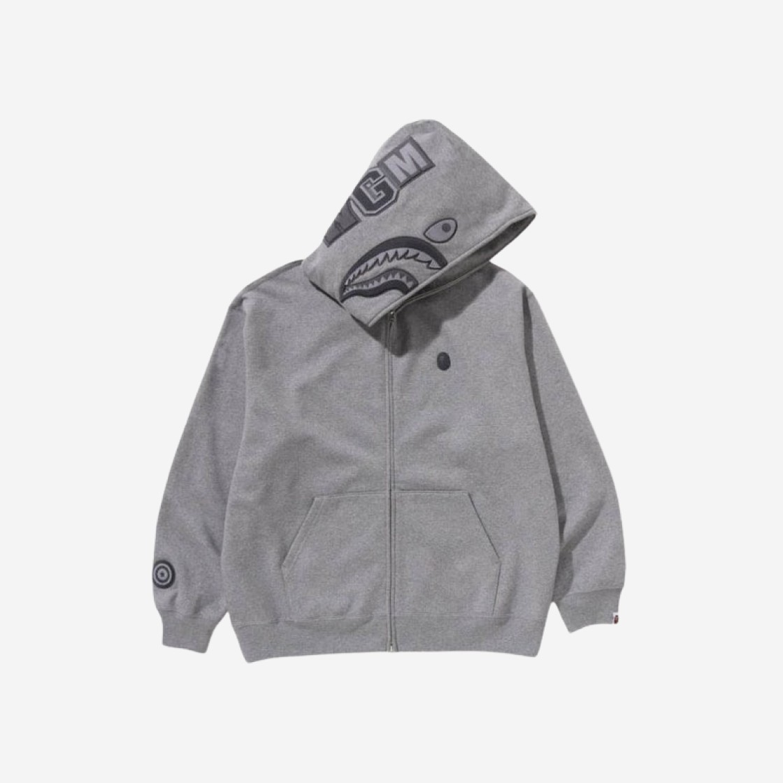 BAPE Ape Head One Point Shark Zip Hoodie Grey 상세 이미지 1