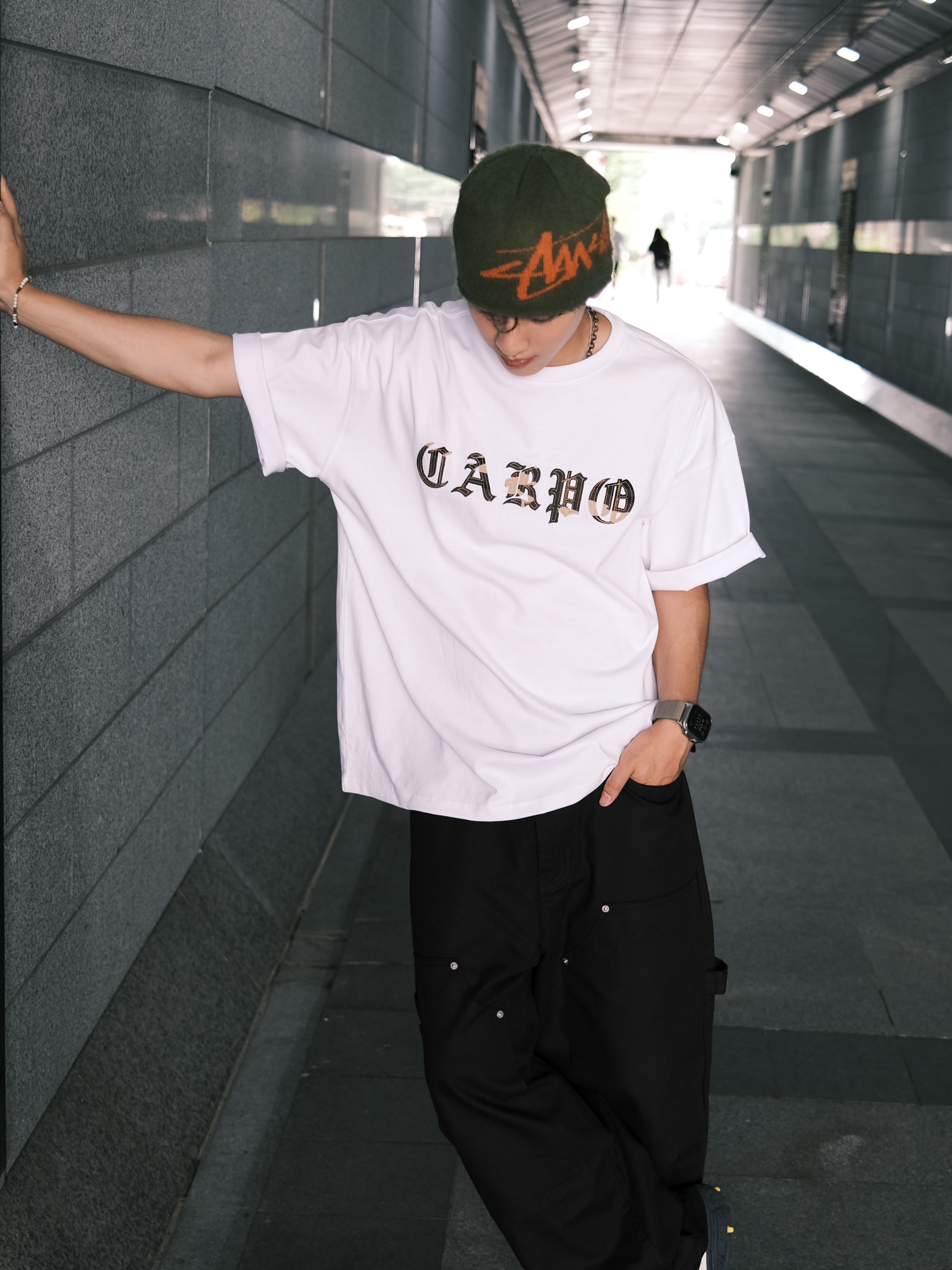 Stussy Brushed Out Stock Skullcap Beanie Olive 착용 스타일 - 4