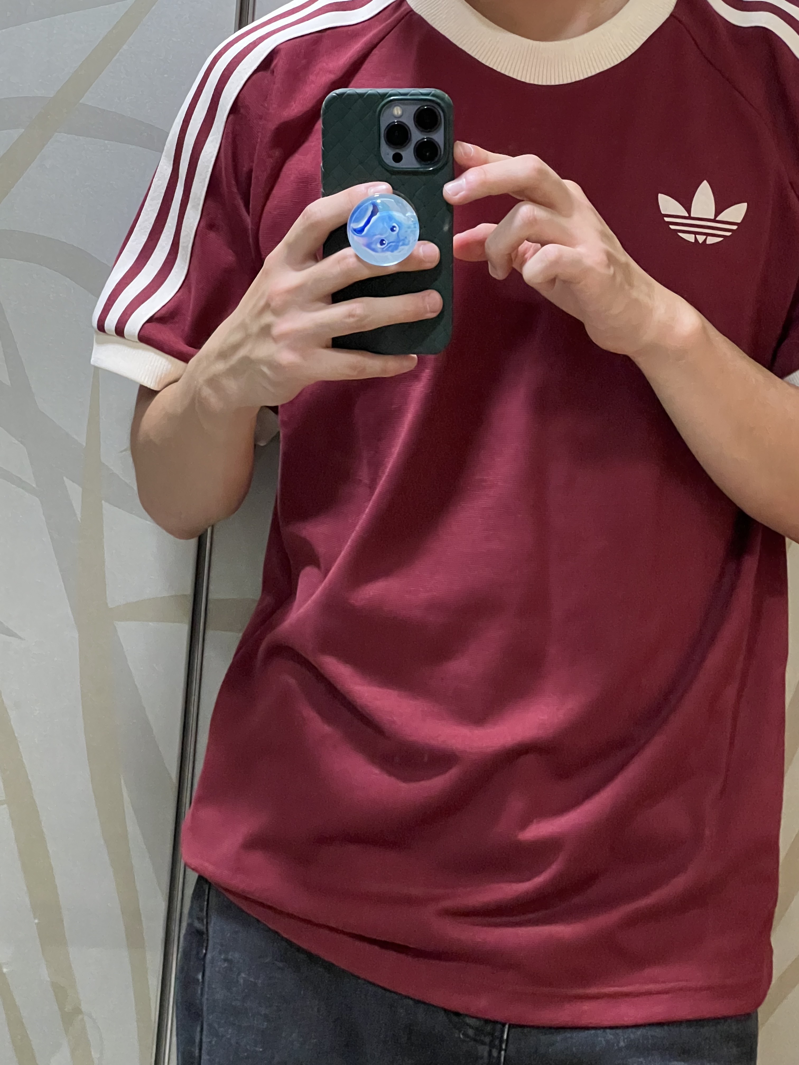 Adidas Mexico Adicolor 3S T-Shirt Noble Maroon - KR Sizing 착용 스타일 - 1