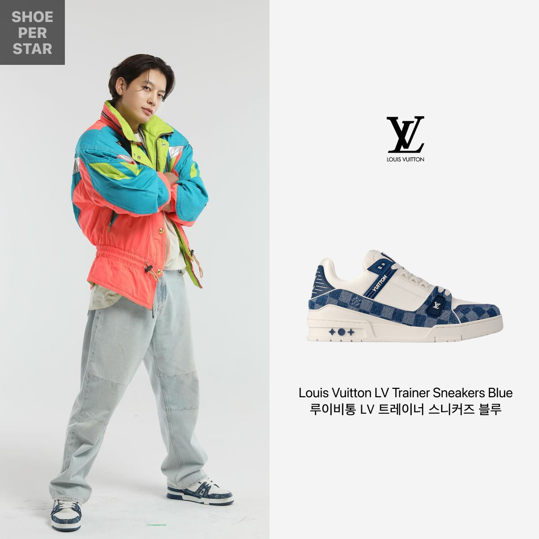 Louis Vuitton LV Trainer Sneaker Blue 착용 스타일 - 1