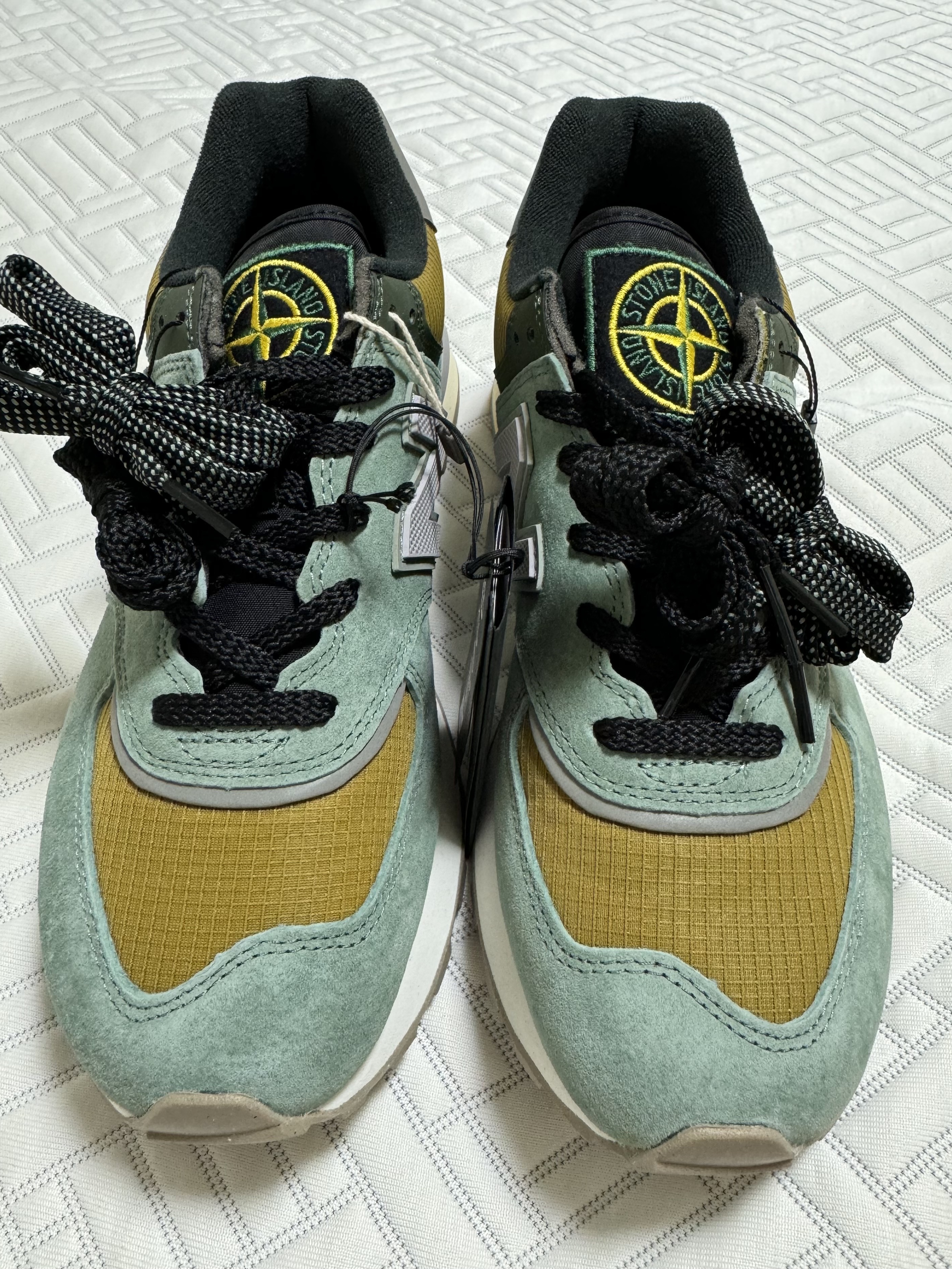 New Balance x Stone Island 574 Legacy Light Green 착용 스타일
