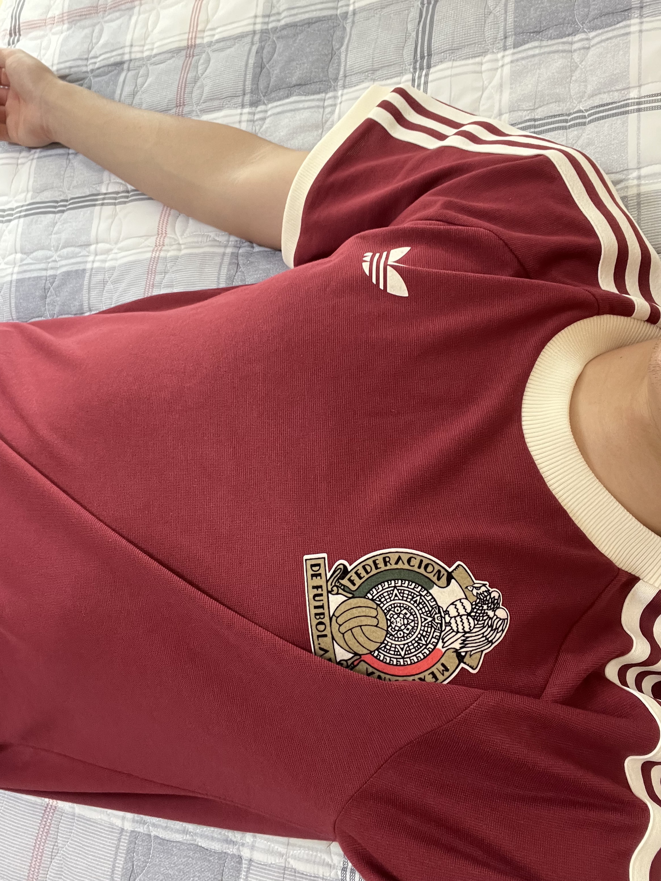 Adidas Mexico Adicolor 3S T-Shirt Noble Maroon - KR Sizing 착용 스타일 - 3