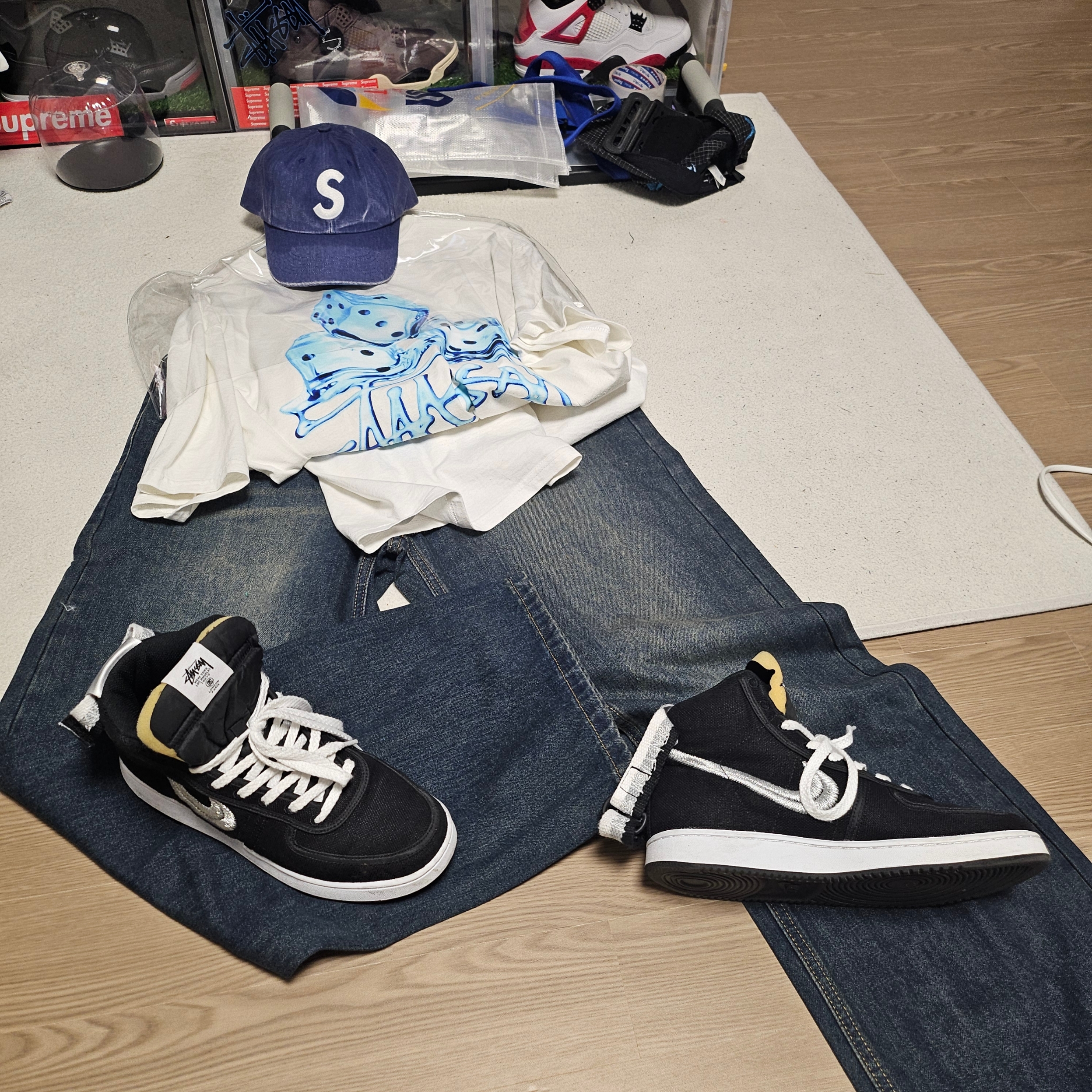 Nike x Stussy Vandal High Black, Gucci Ghost Ring Silver 9mm 착용 스타일 - 6