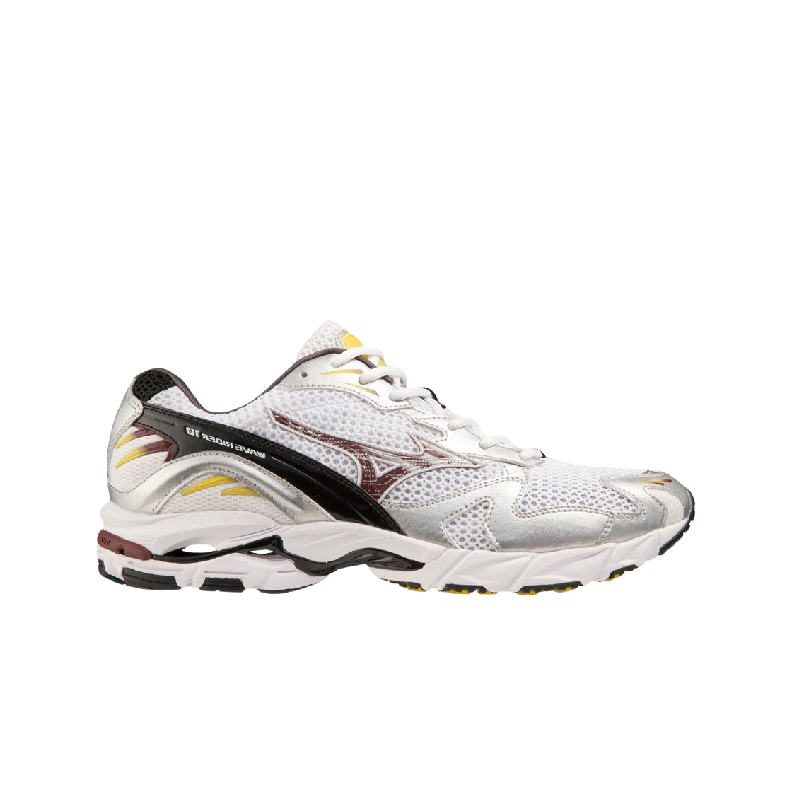 미즈노 웨이브 라이더 10 화이트 캐버넷 실버(Mizuno Wave Rider 10 White Cabernet Silver)