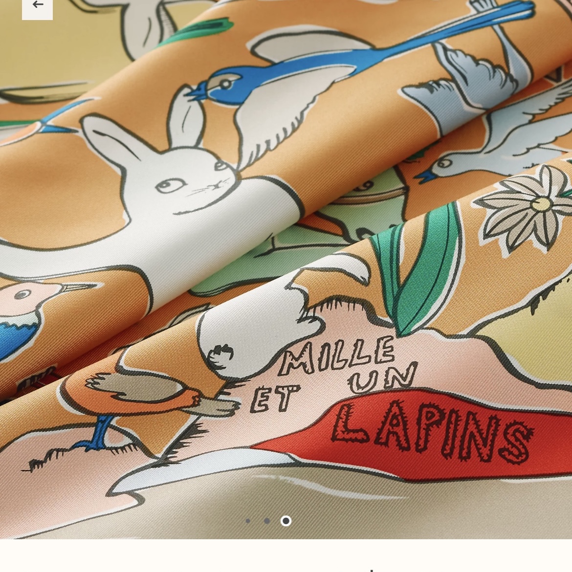 (W) Hermes Mille et Un Lapins Scarf 90 Gris Clair Beige Dore Multicolore 착용 스타일 - 2