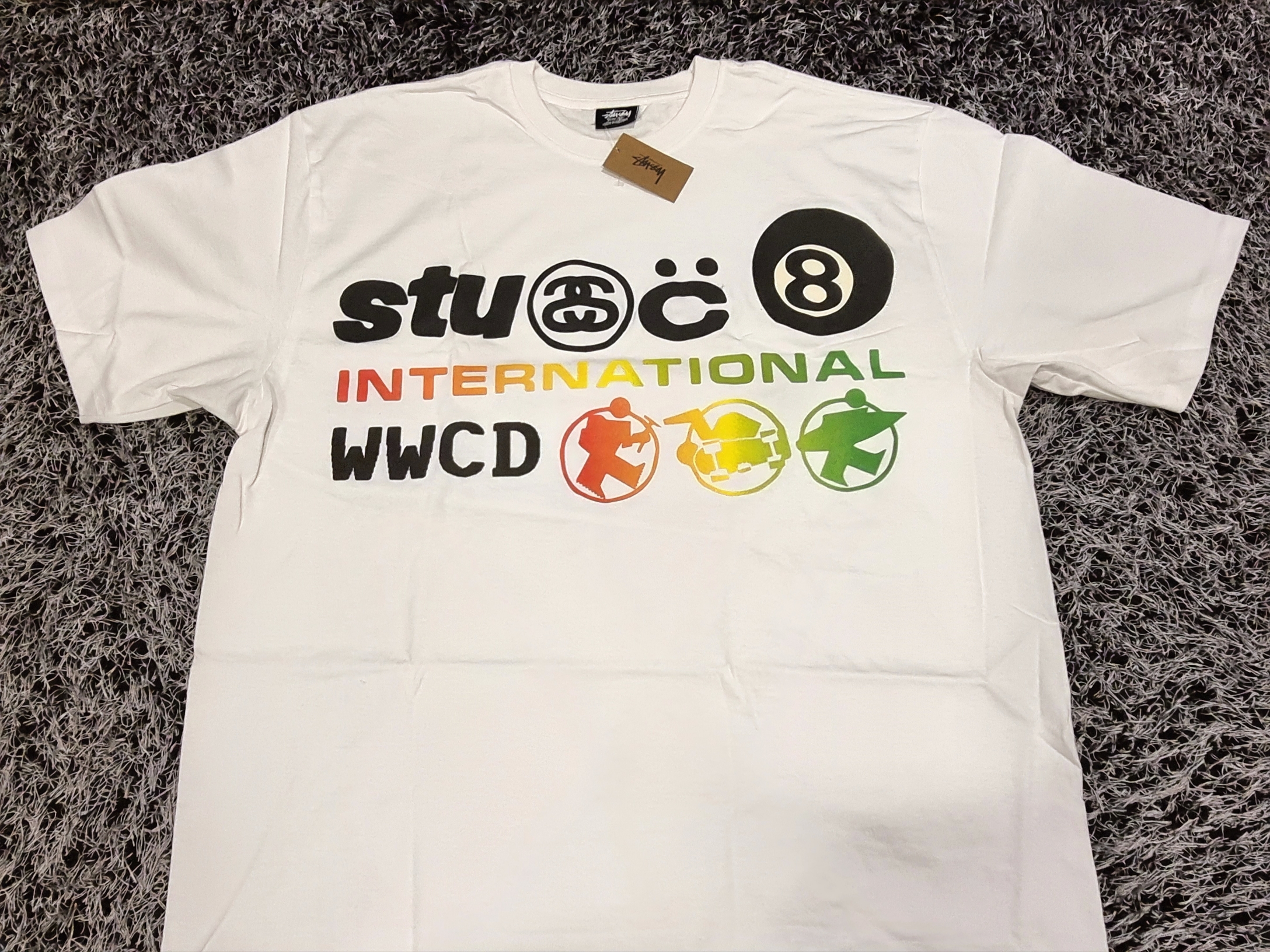 Stussy x Cactus Plant Flea Market International T-Shirt White 착용 스타일 - 1