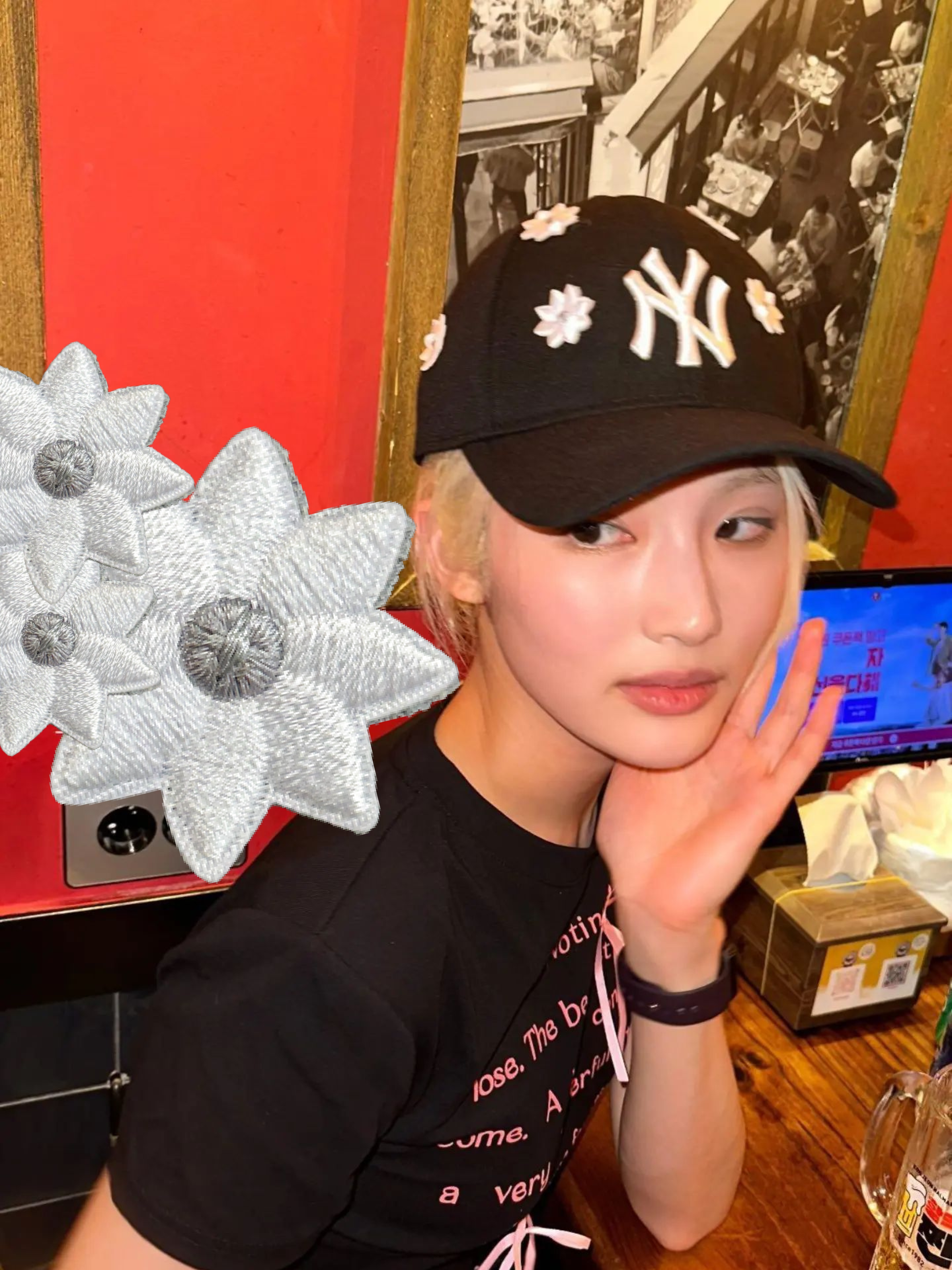 NICK GEAR 3D Flower Cap Black (Black Badge), NICK GEAR 3D Flower Cap Navy (Navy Badge) 착용 스타일