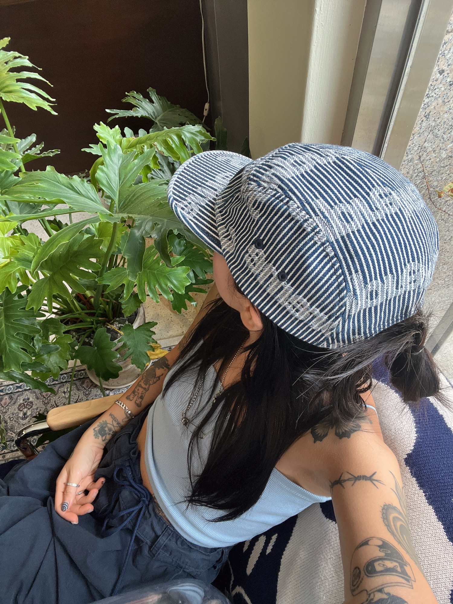 Supreme Denim Camp Cap Stripe - 24SS 착용 스타일