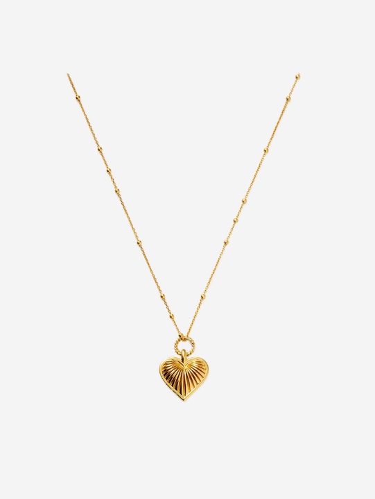 Missoma Ridge Heart Charm Necklace Gold - 24FW 착용 스타일 - 4