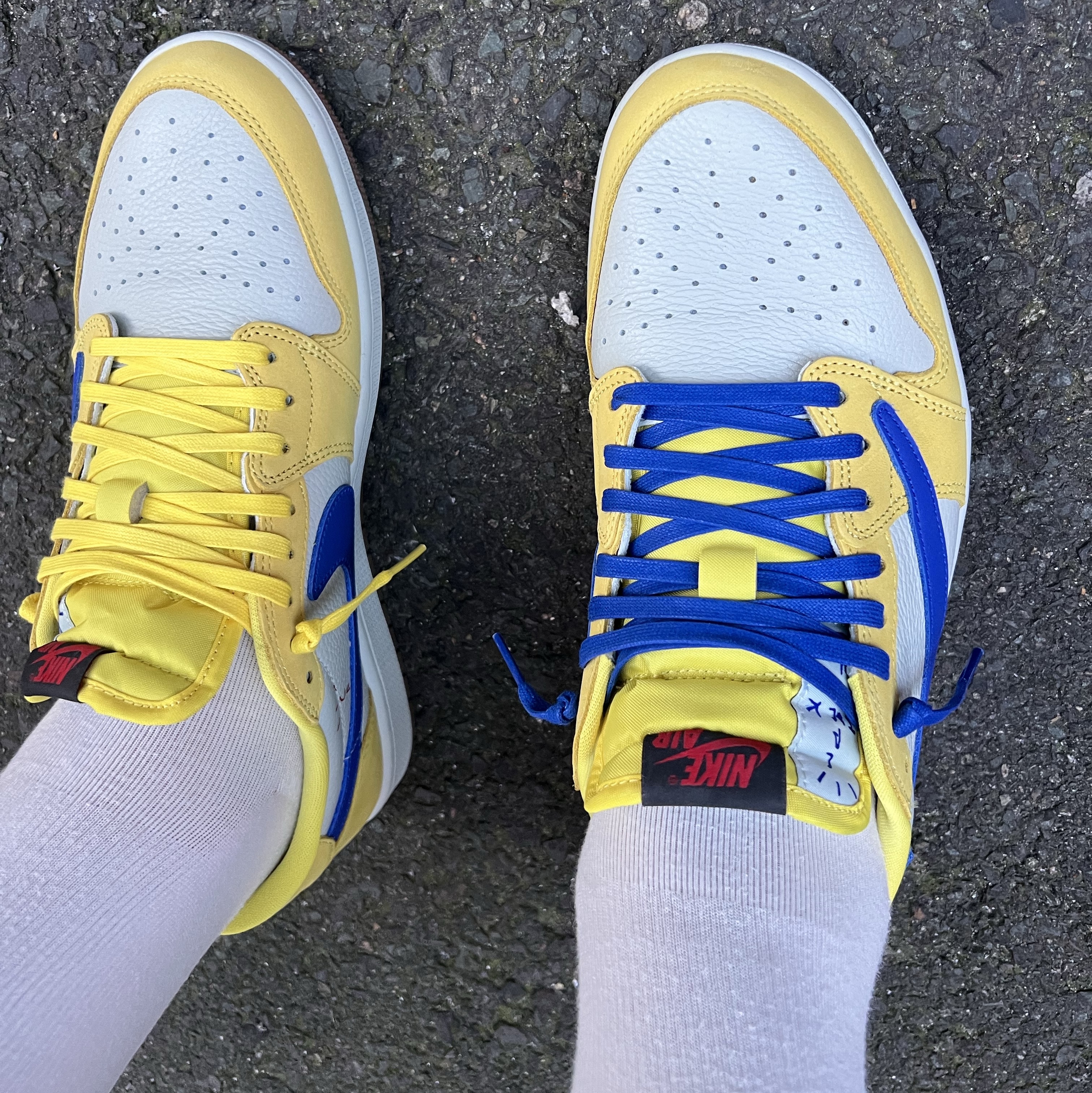 (W) Jordan 1 x Travis Scott Retro Low OG SP Canary 착용 스타일