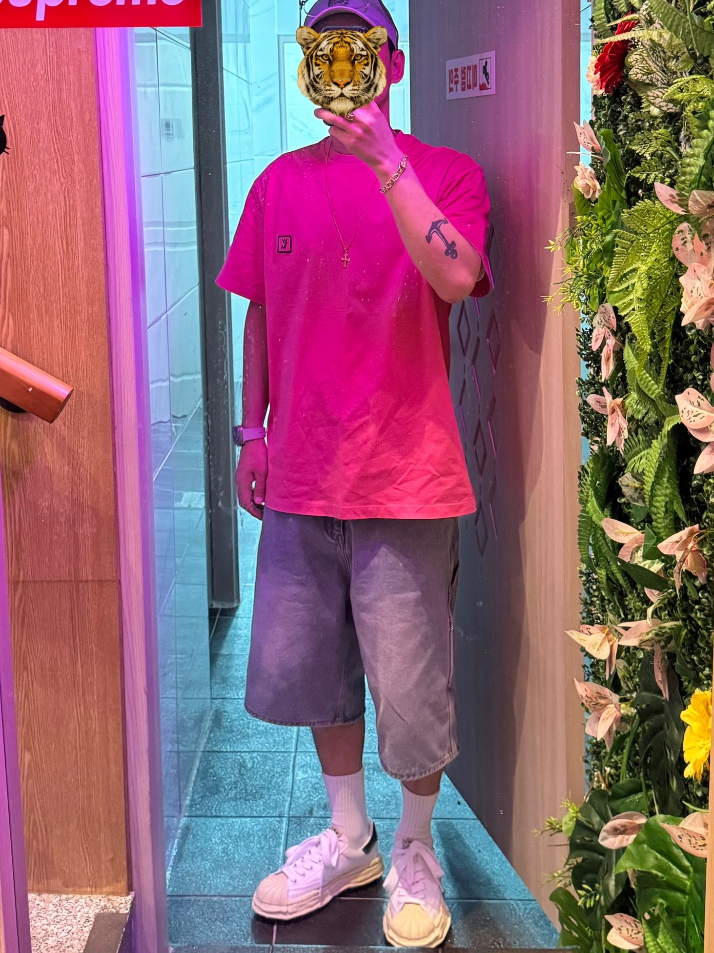 Maison Mihara Yasuhiro Blakey VL OG Sole Canvas Low-top Sneakers White, Wooyoungmi Cotton Back Logo T-Shirt Pink - 23SS 착용 스타일